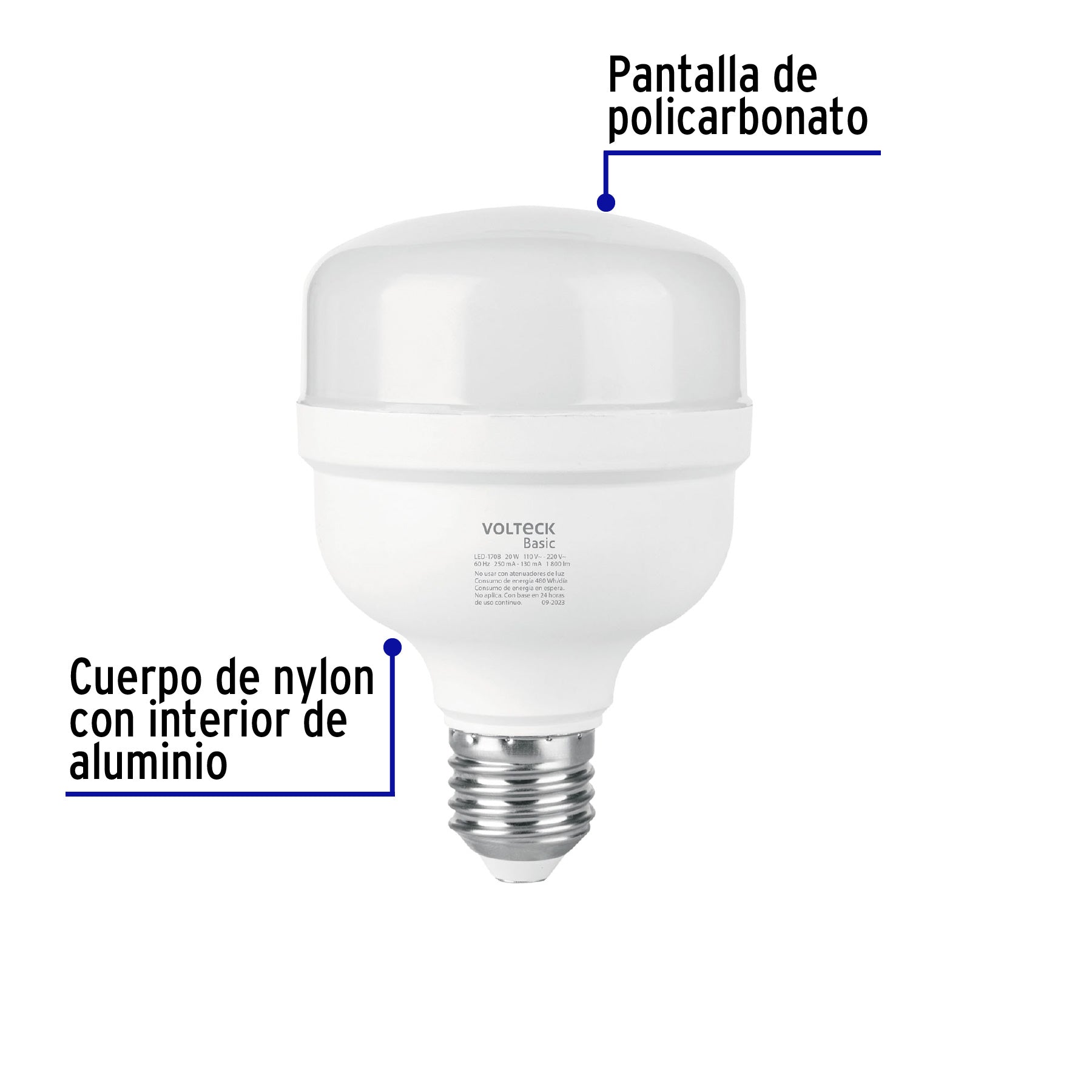 Lámpara LED alta potencia 20W (equiv. 170W) luz de día Basic