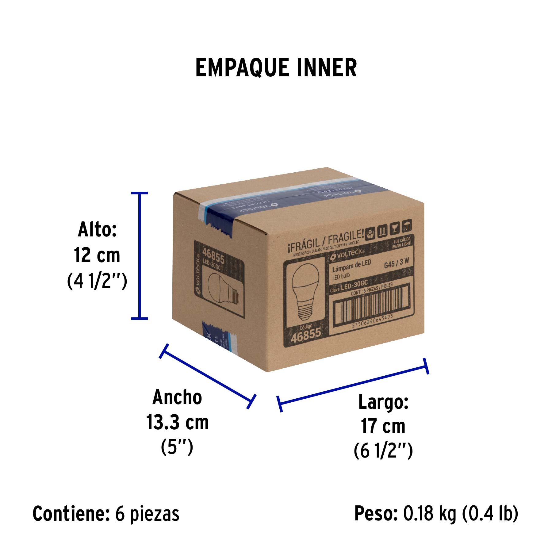 Lámpara de LED, A19, 3 W, luz calida