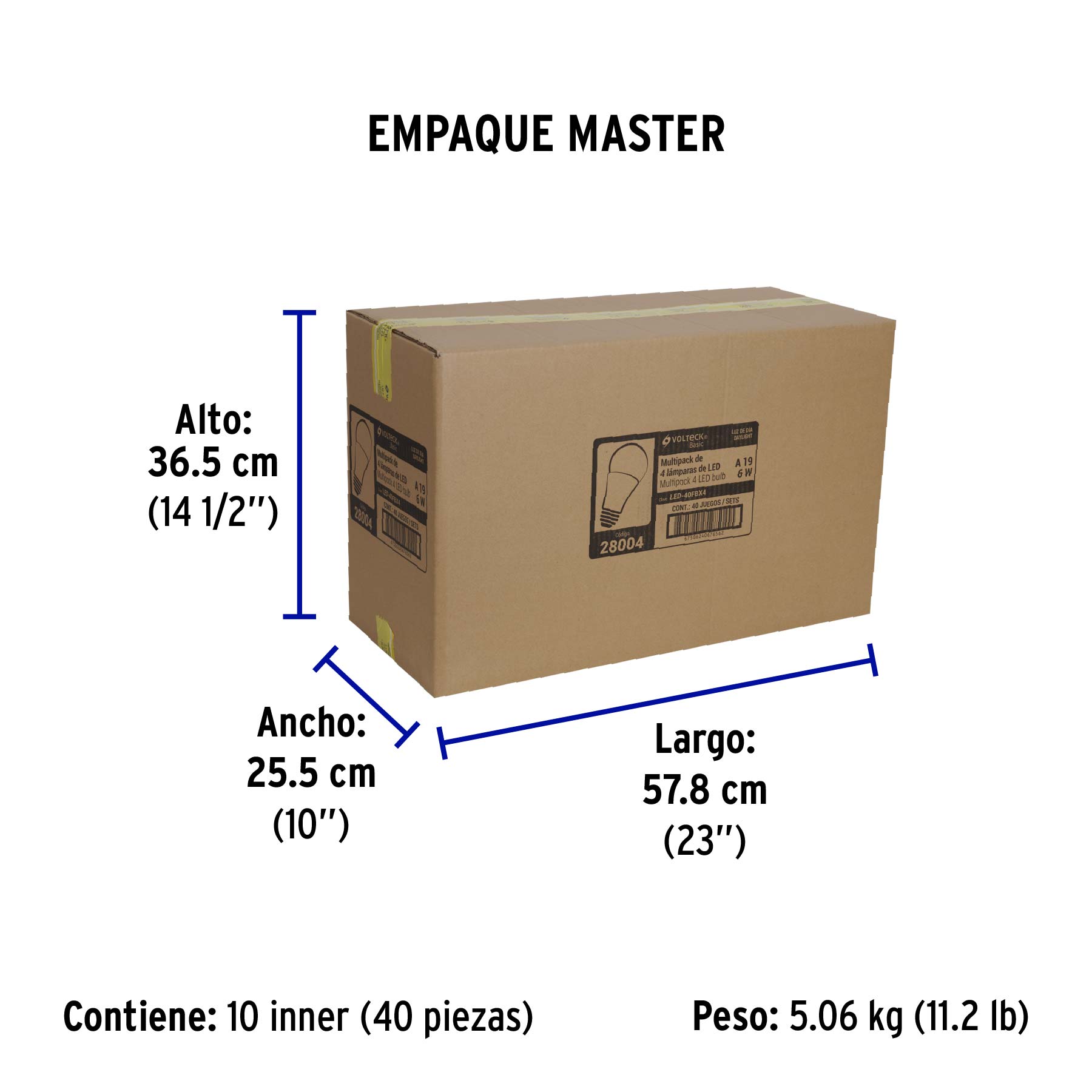 Lámpara LED,A19,6W,luz de día,Volteck Basic, 4 pzas en caja