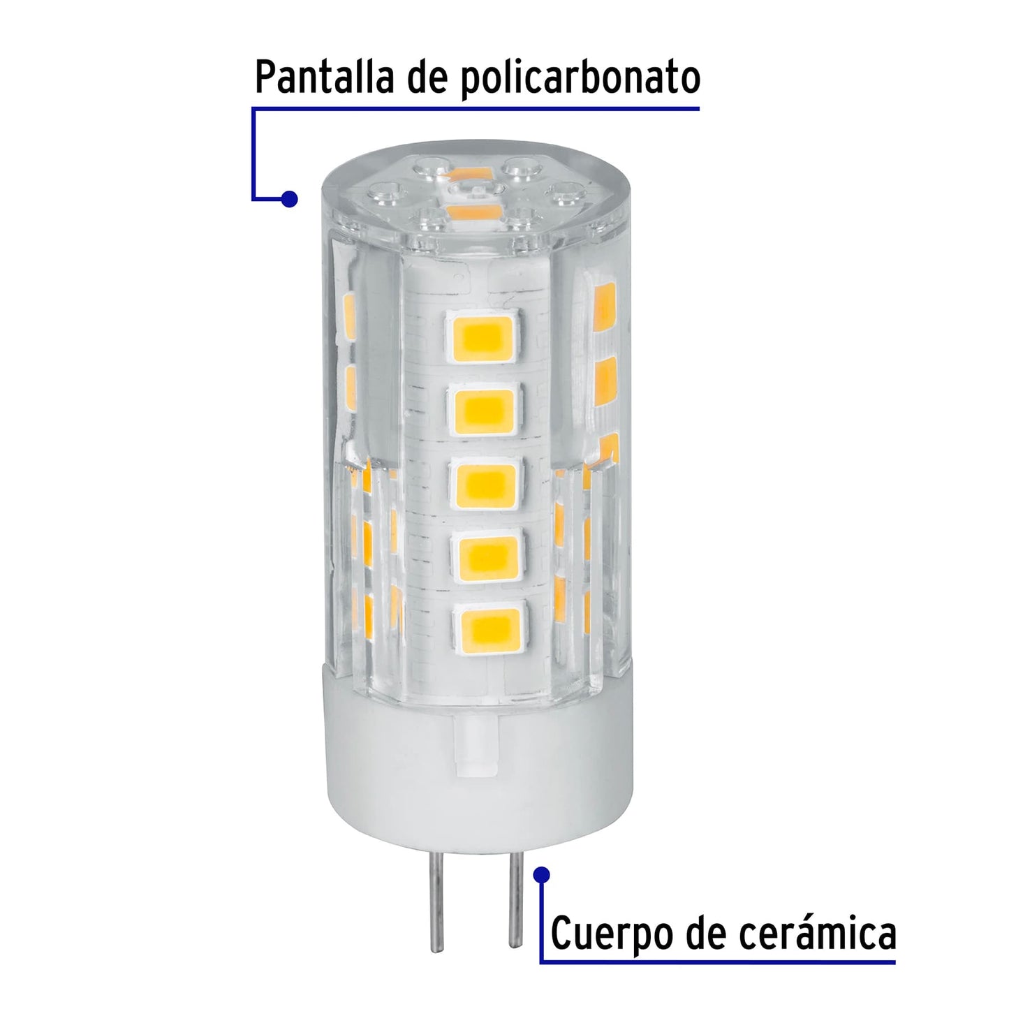 Foco de LED tipo G9, 3 W cápsula luz cálida