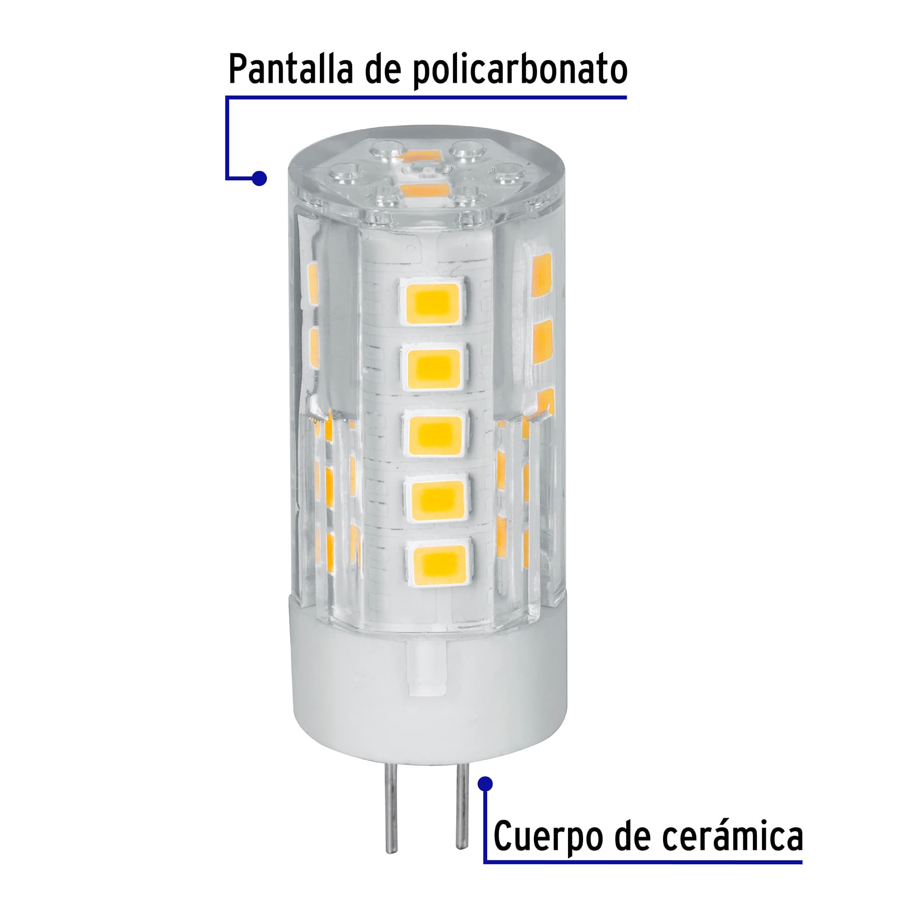 Foco de LED tipo G9, 3 W cápsula luz cálida