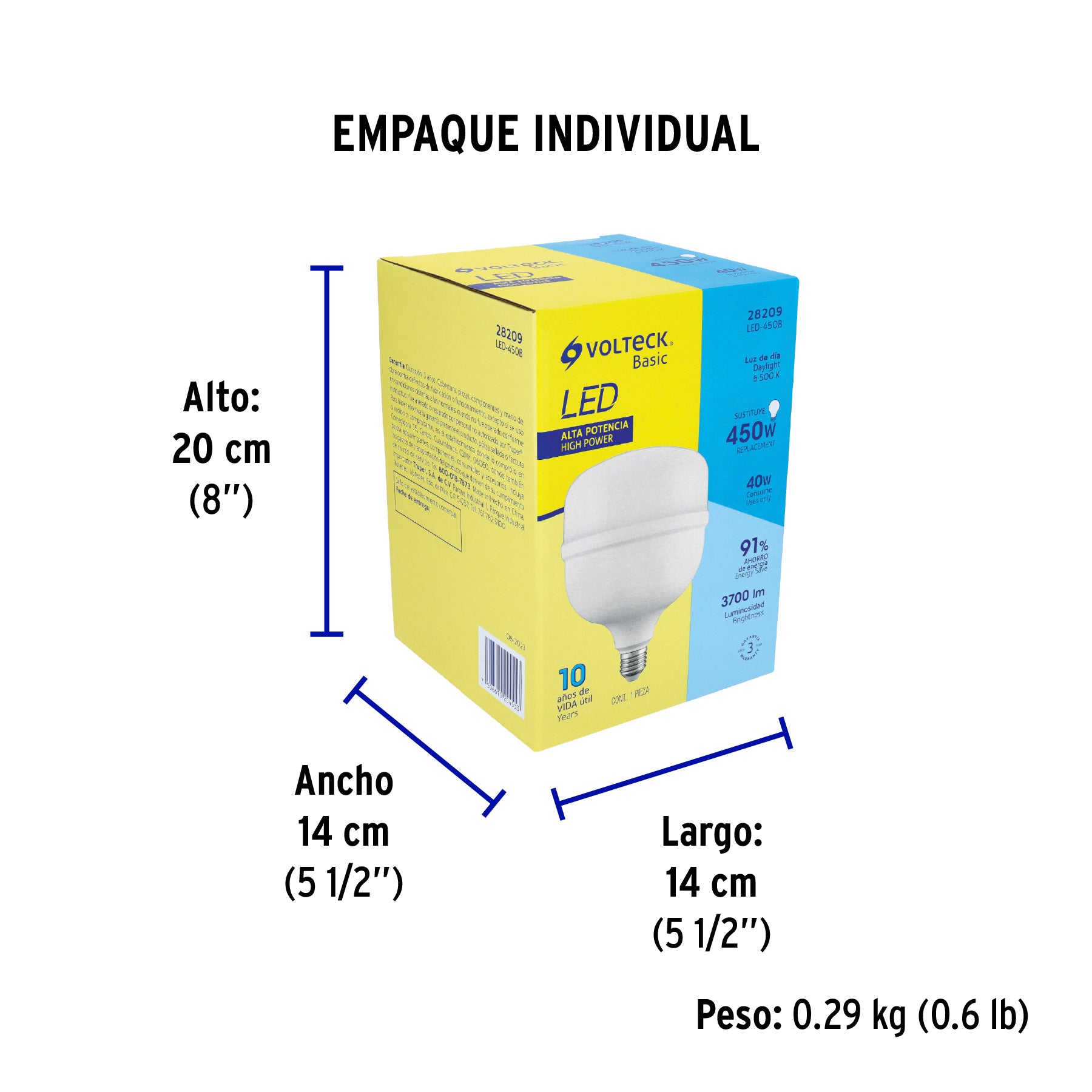 Lámpara LED alta potencia 40W (equiv. 400W) luz de día Basic