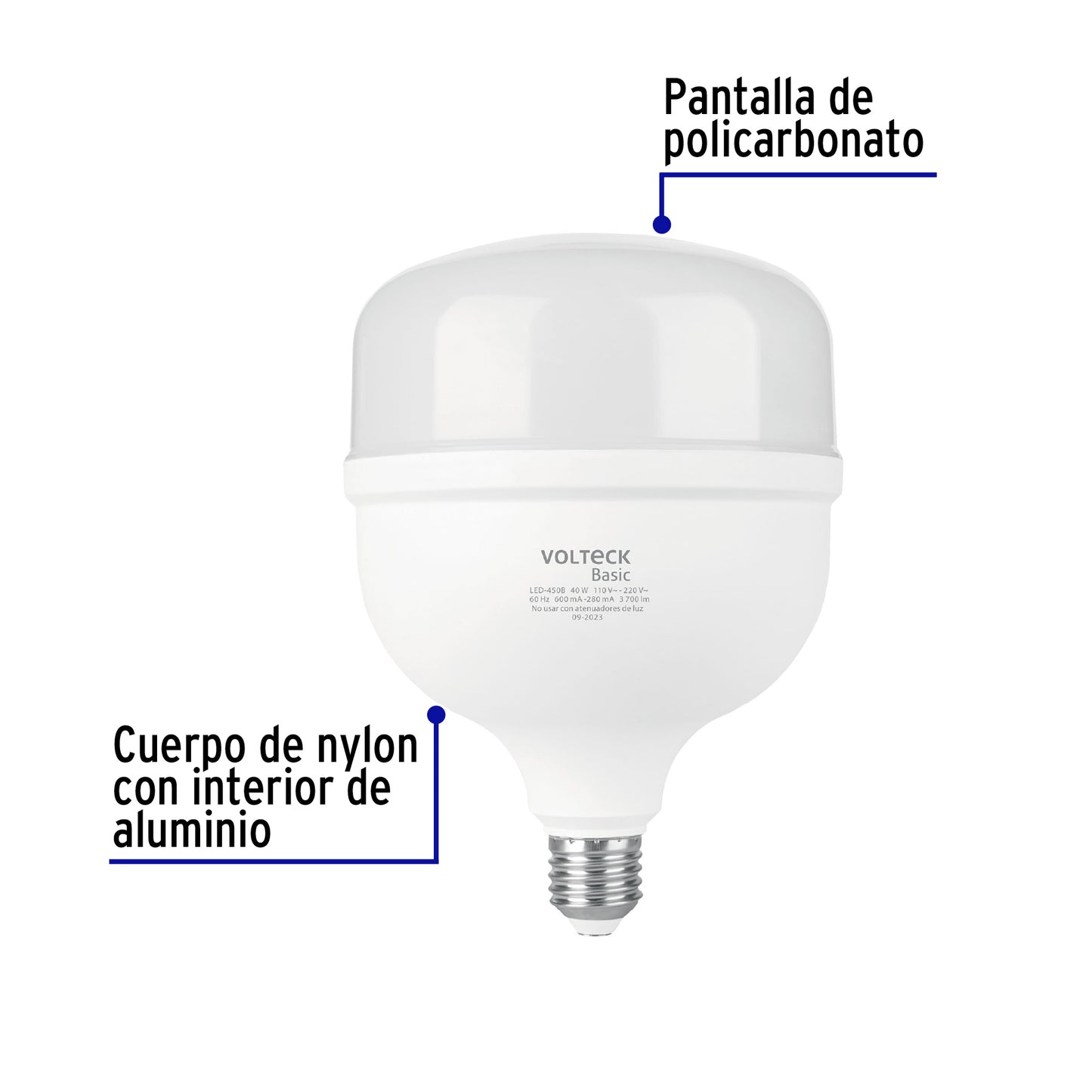 Lámpara LED alta potencia 40W (equiv. 400W) luz de día Basic