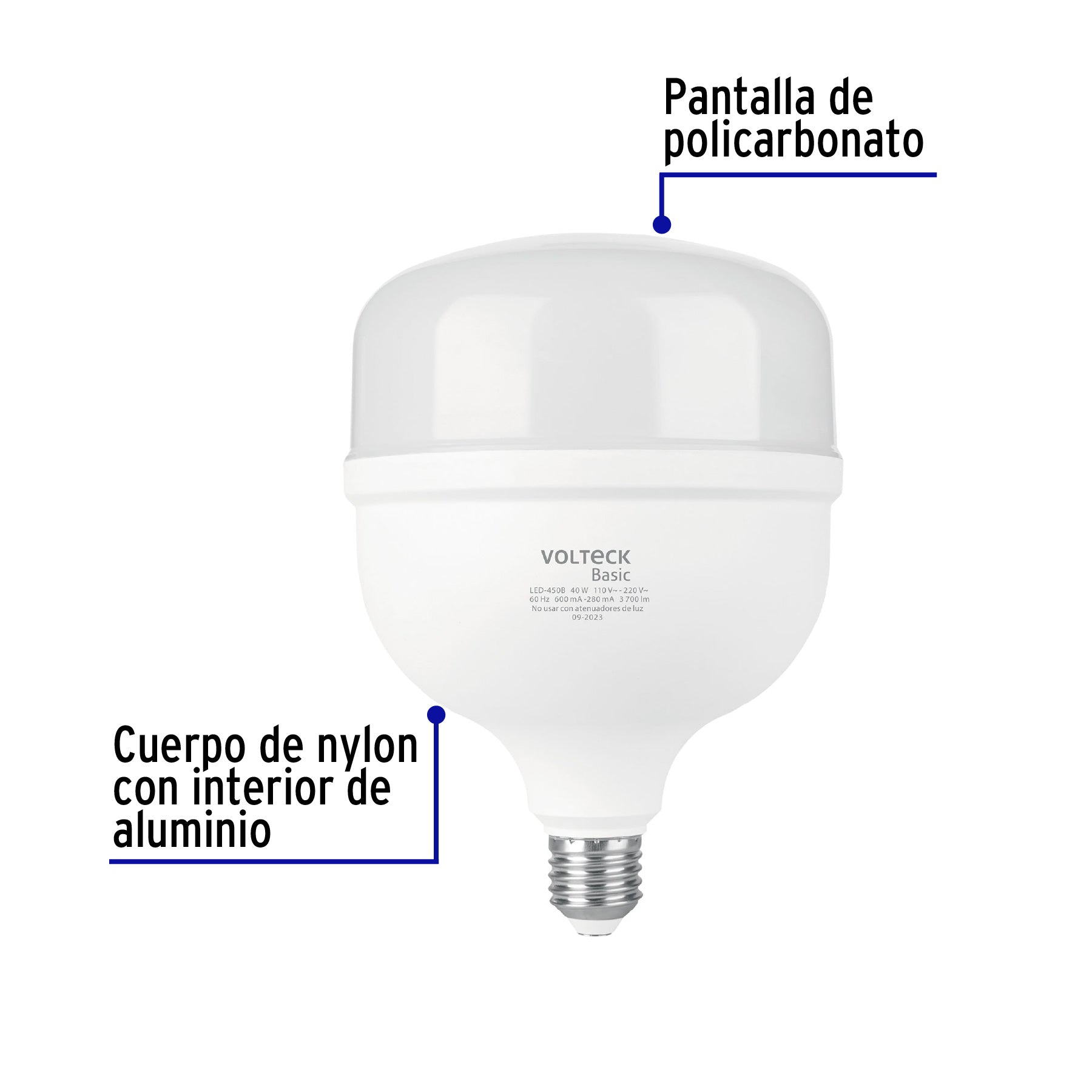Lámpara LED alta potencia 40W (equiv. 400W) luz de día Basic