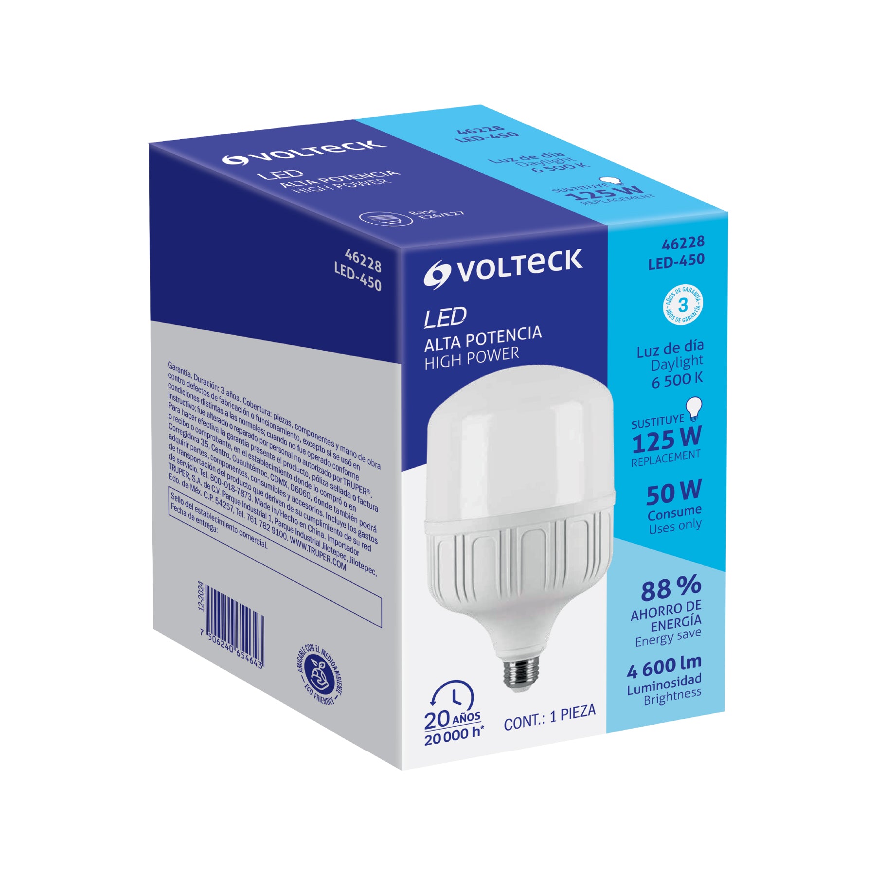 Lámpara de LED, alta potencia, E26, 50 W, luz de día