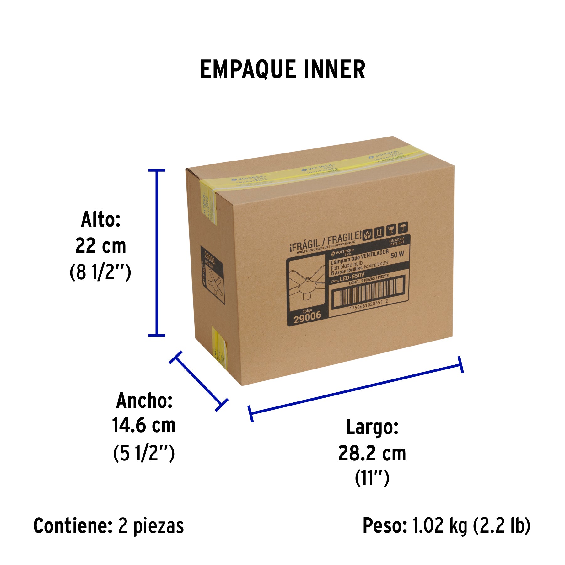 Lámpara de LED 50 W, tipo ventilador con 5 aspas ajustables