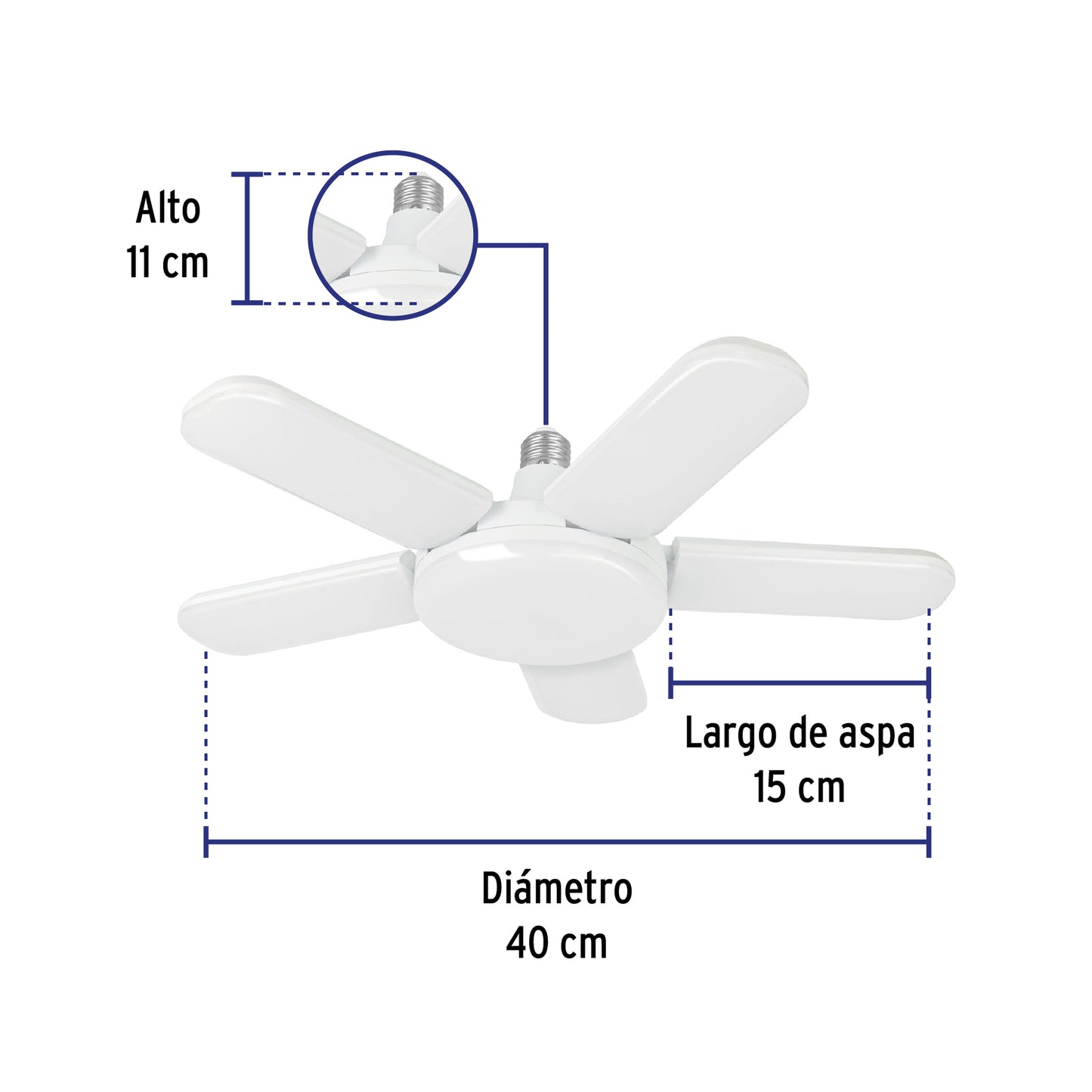 Lámpara de LED 50 W, tipo ventilador con 5 aspas ajustables