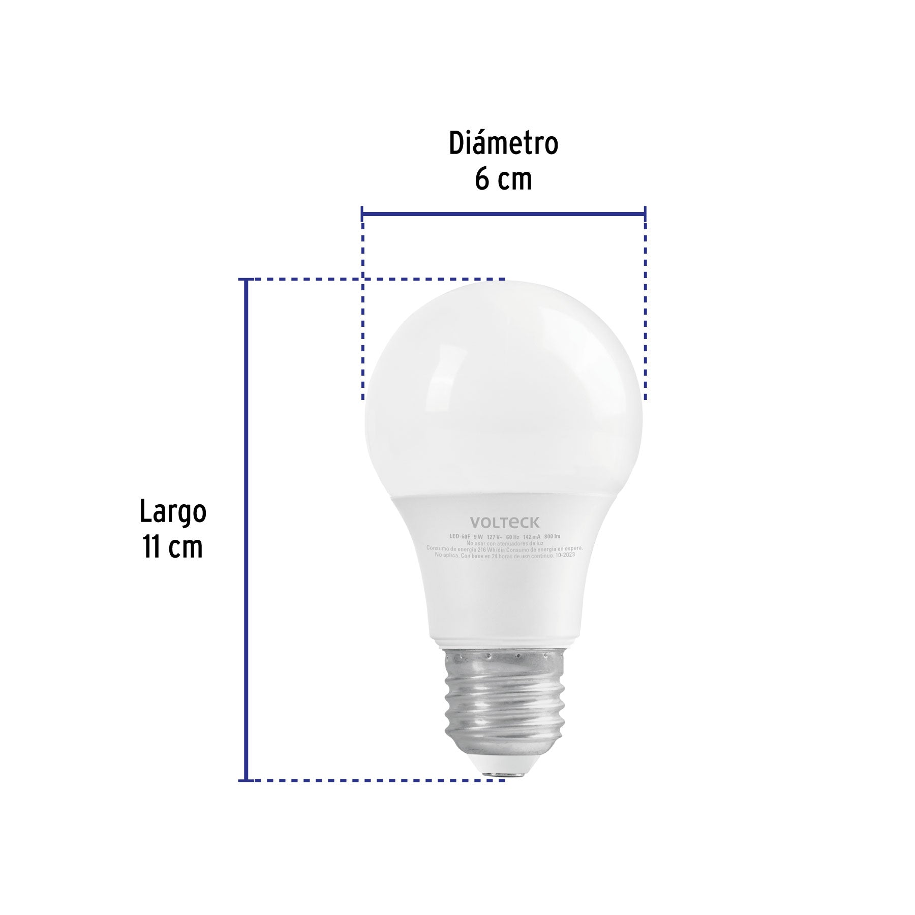 Lámpara de LED, bulbo estándar, A19 9W E27 110-220V, Luz día
