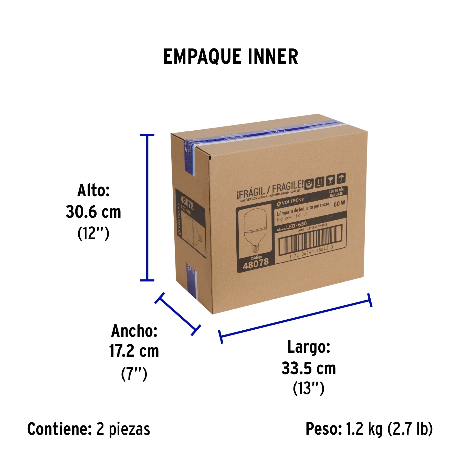 Lámpara de ata potencia 60 W E39, luz de día, Volteck