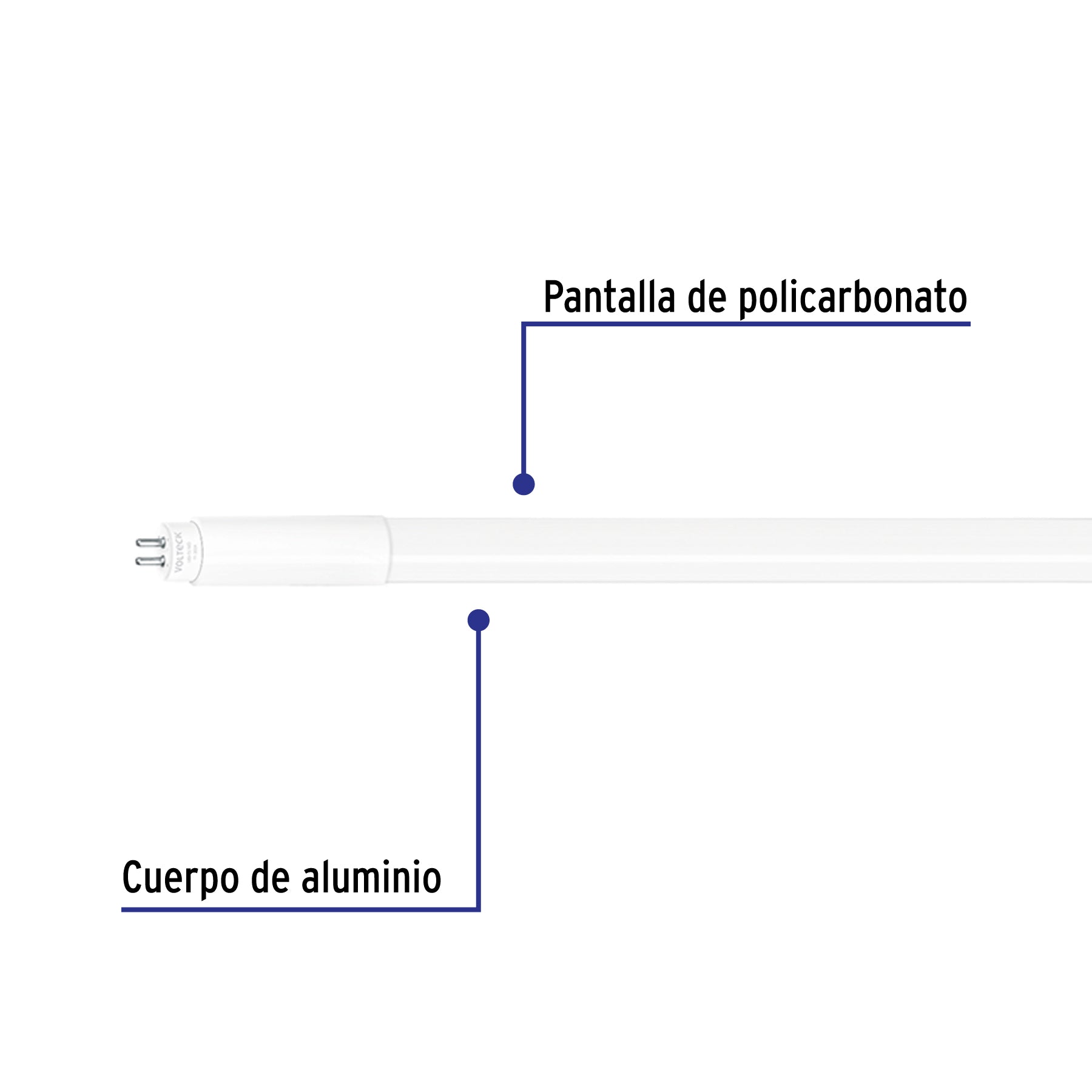Tubo de LED T5 8 W base G5 pantalla policarbonato, VOLTECK