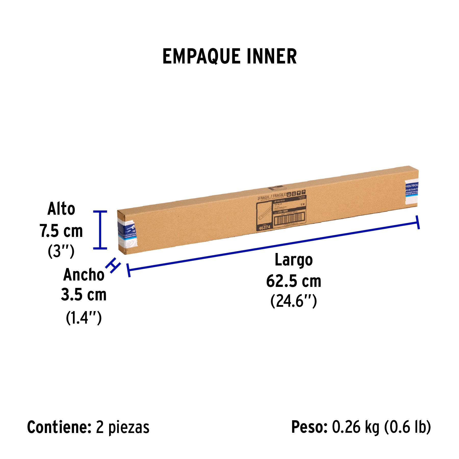  Tubo de LED T8, pantalla transparente, base G13, 9 W, 60cm