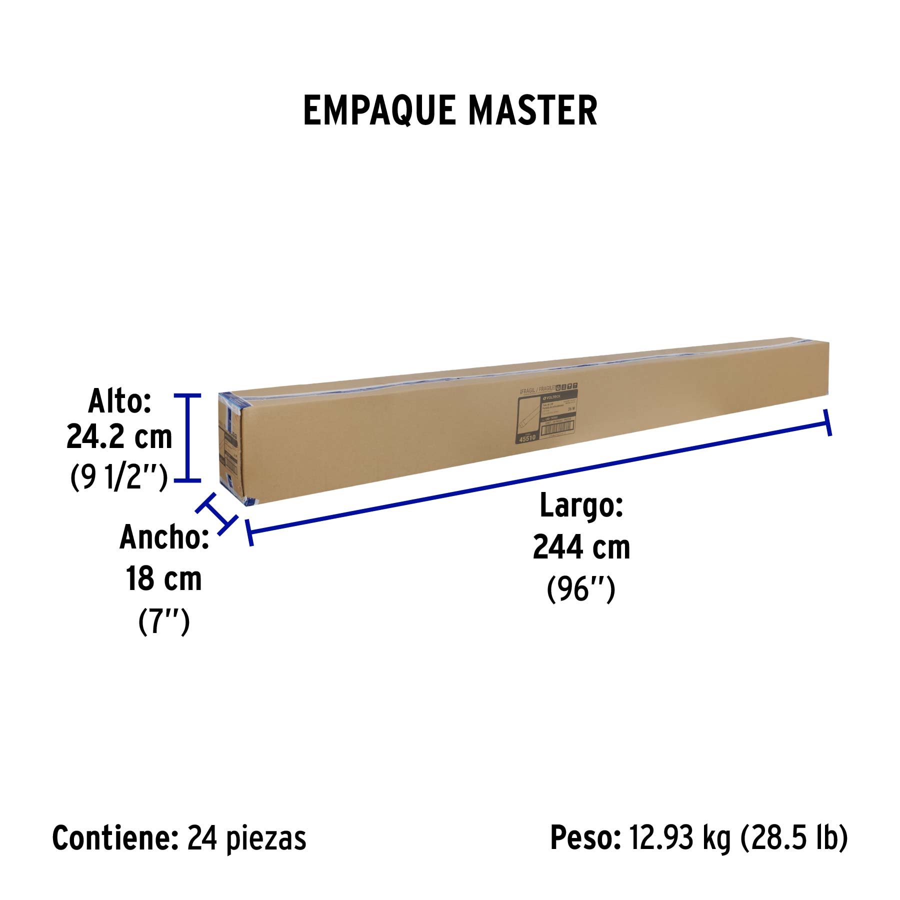 Tubo de LED T8 36 W base G13, policarbonato opalino, VOLTECK
