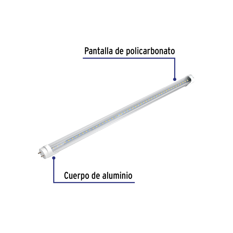 Tubo de LED T8 36 W base G13 pantalla policarbonato, Volteck