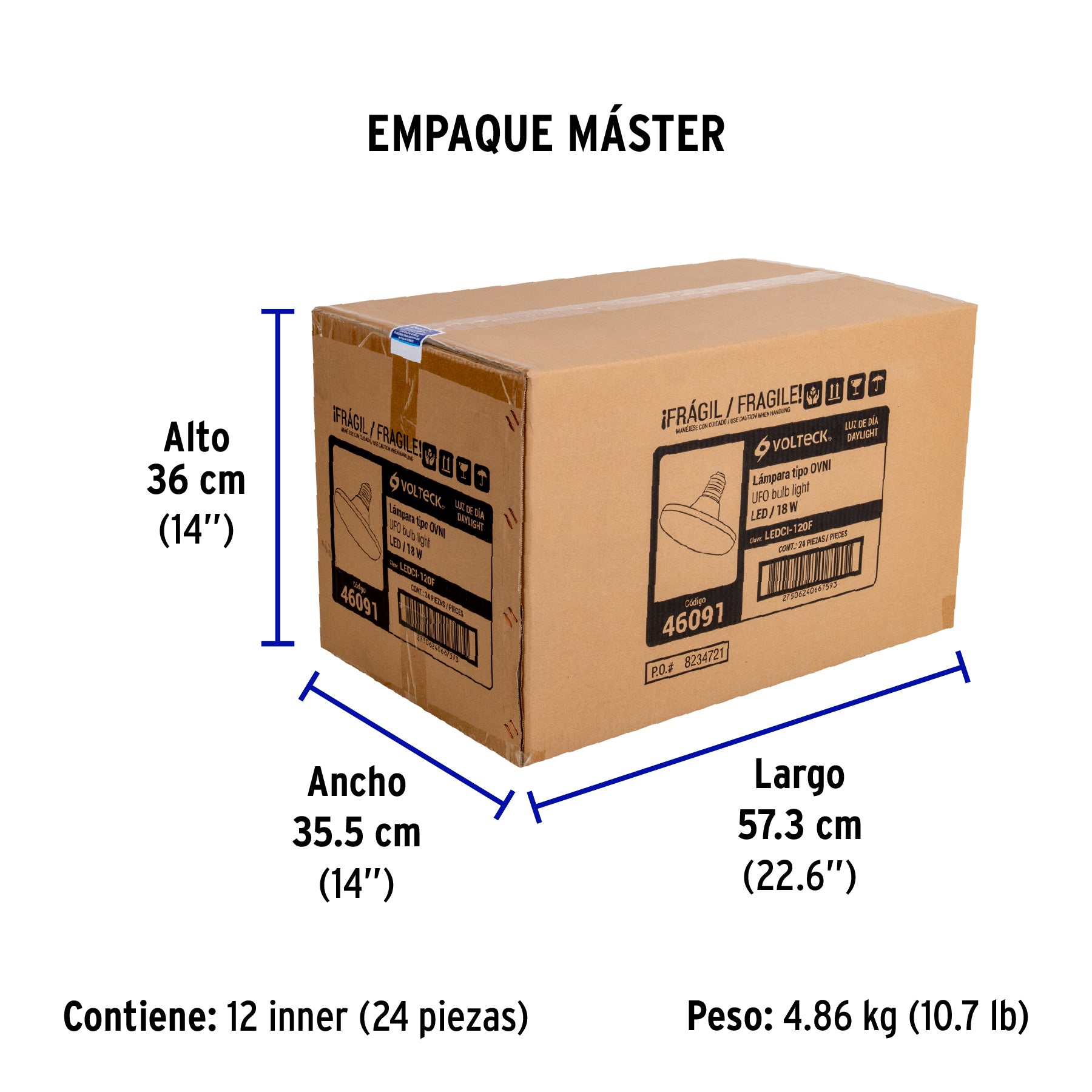 Lámpara circular de LED, 18 W, luz de día