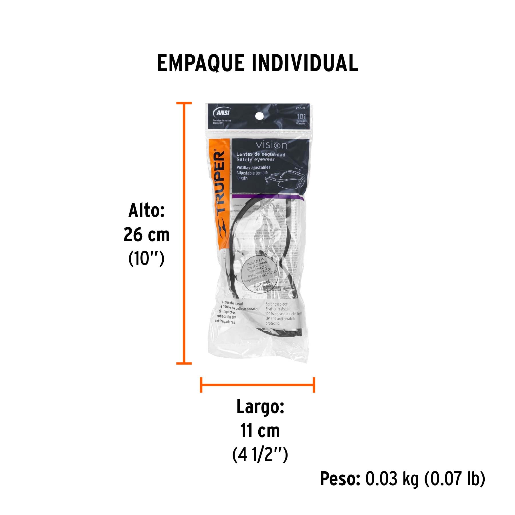 Lentes de seguridad ligeros, mica interior-exterior, Vision