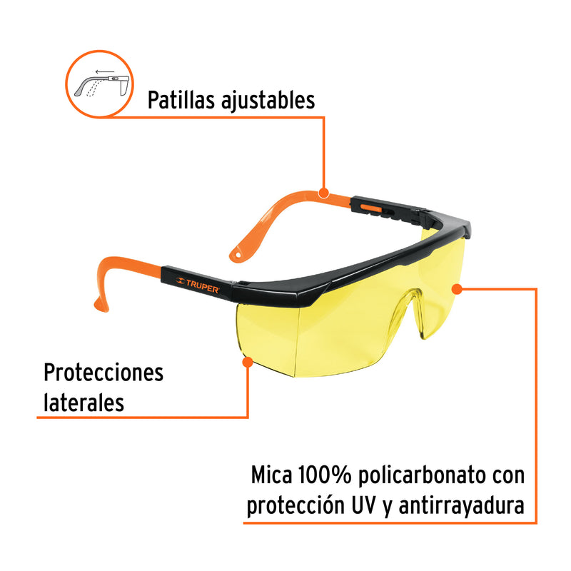 Lentes de seguridad ajustables, ambar