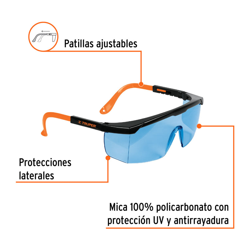 Lentes de seguridad ajustables, azul