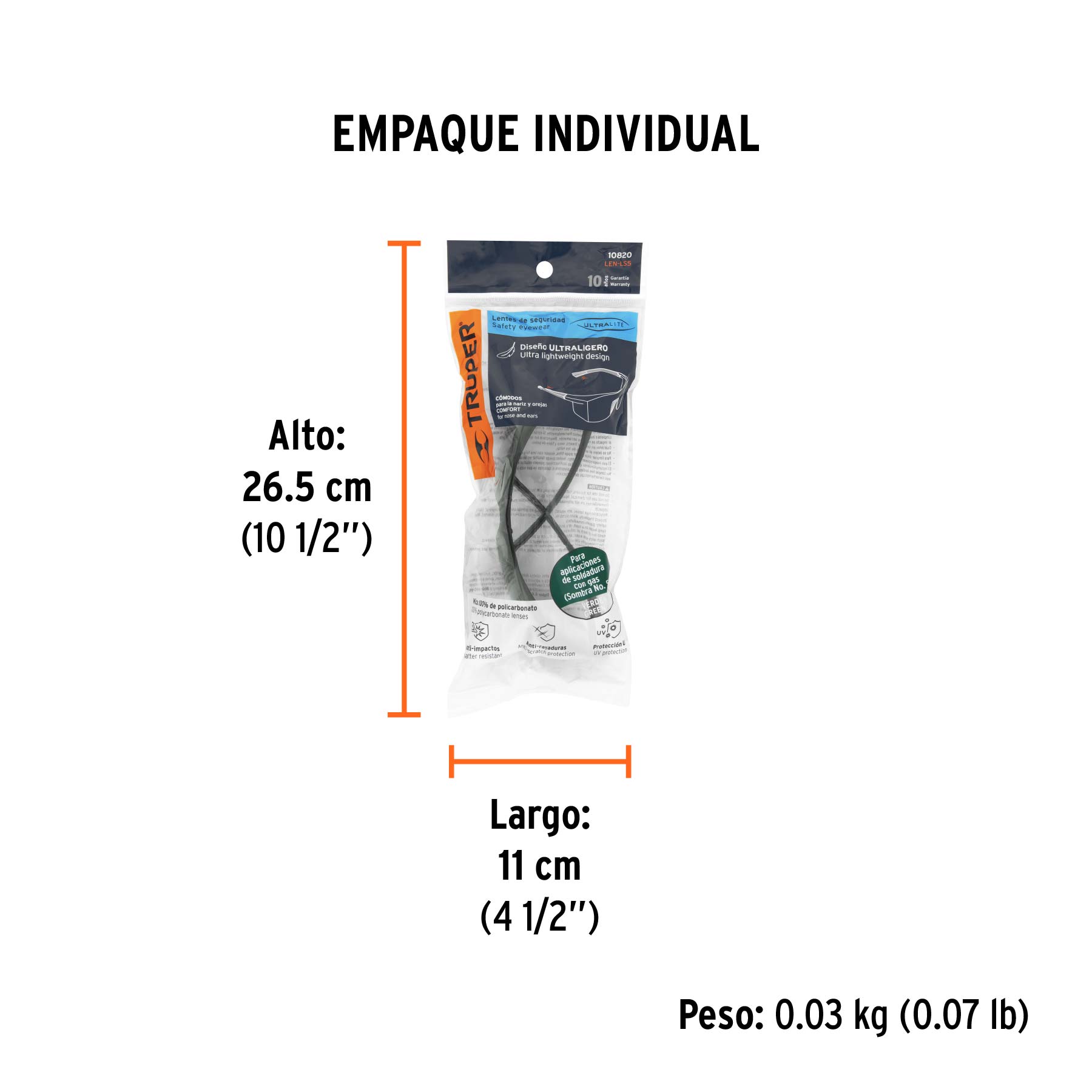 Lentes de seguridad, mica verde, Ultralite