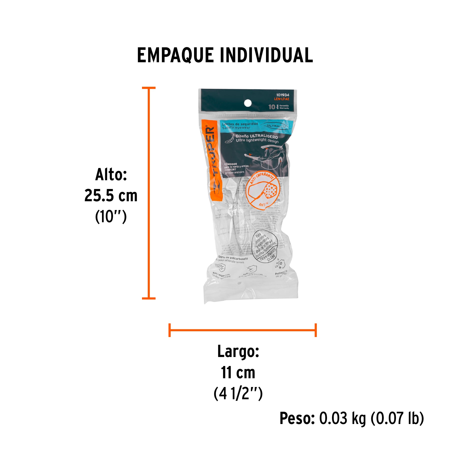Lentes de seguridad mica clara con antiempaño, Ultralite