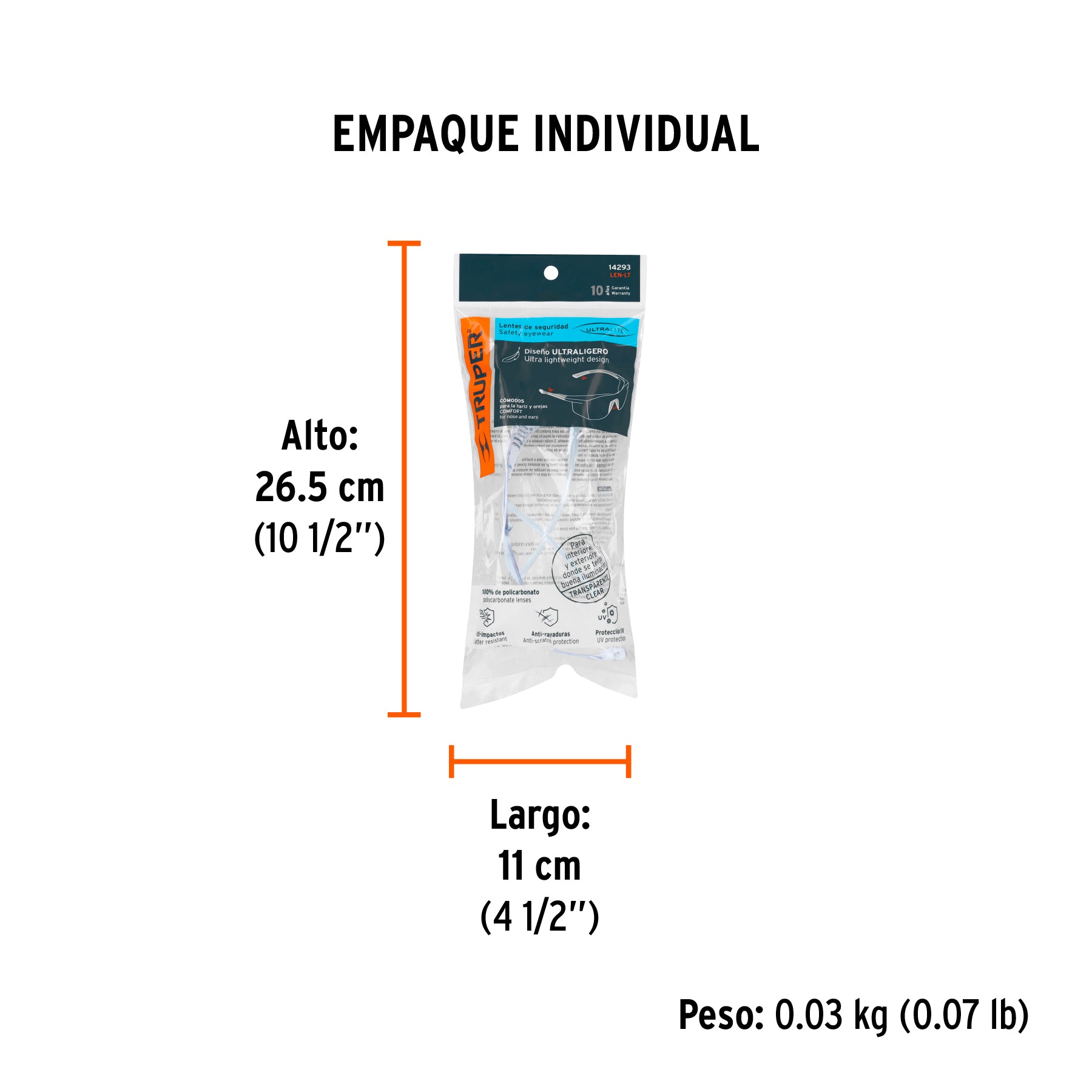 Lentes de seguridad, mica transparente, Ultralite