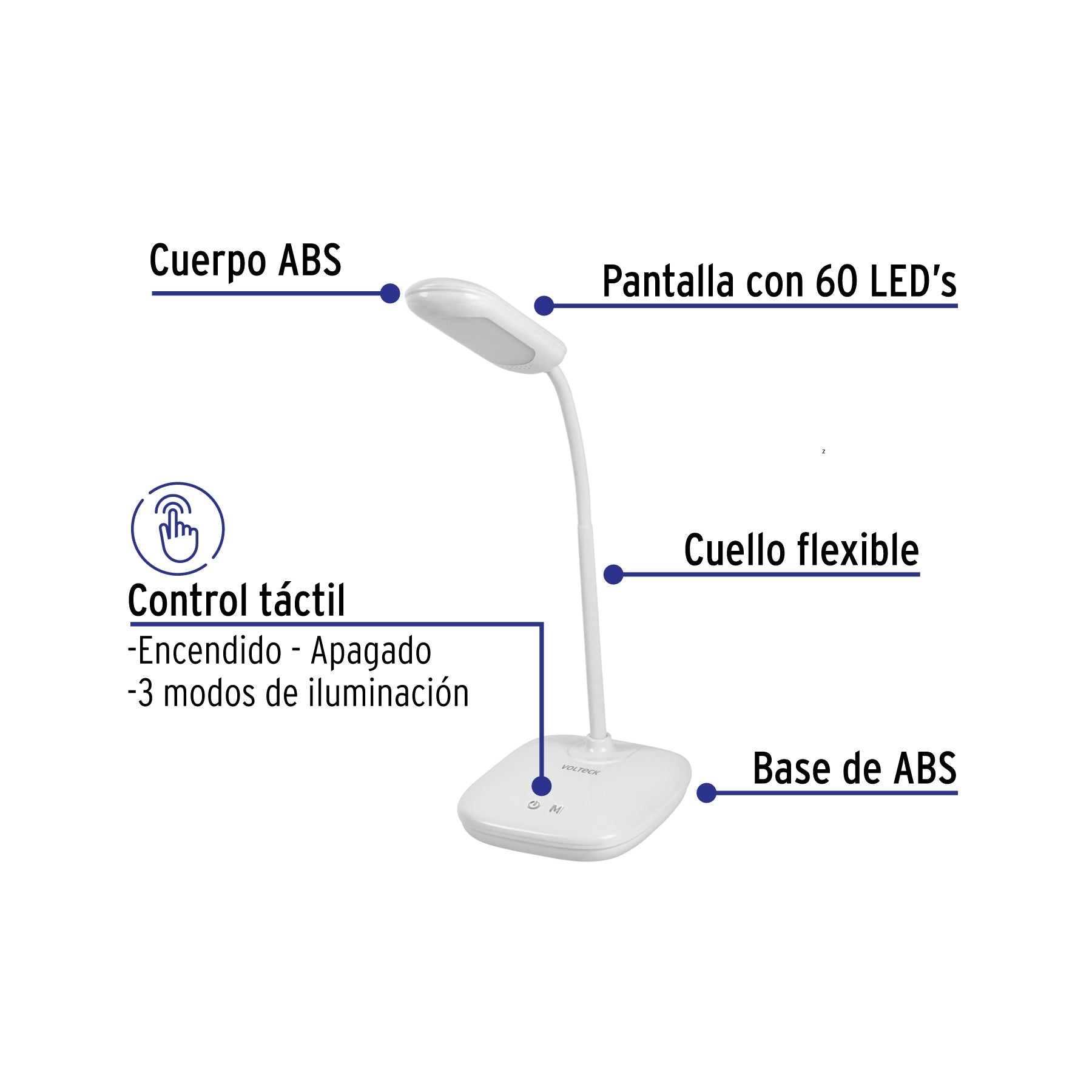 Lámpara de escritorio, blanca, 5W, BF, LED