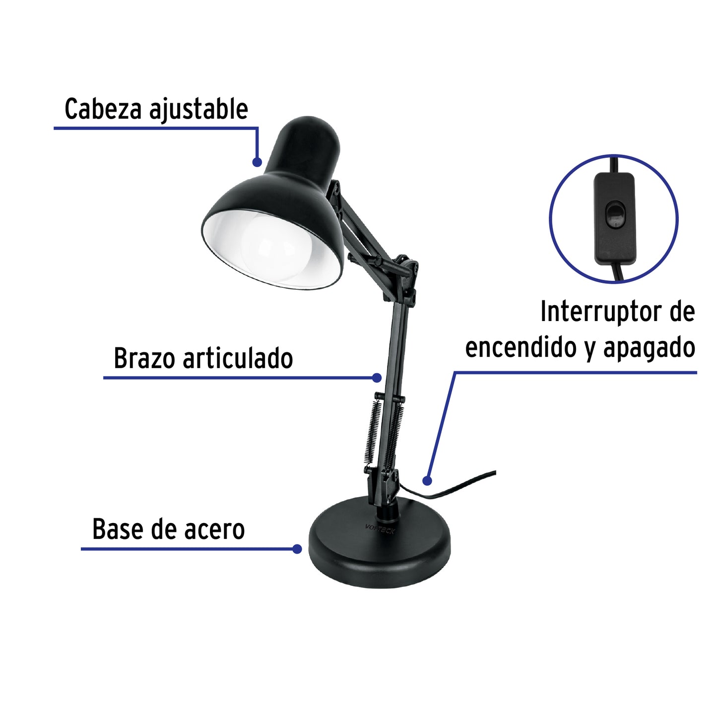 Lámpara de escritorio con brazo oscilante