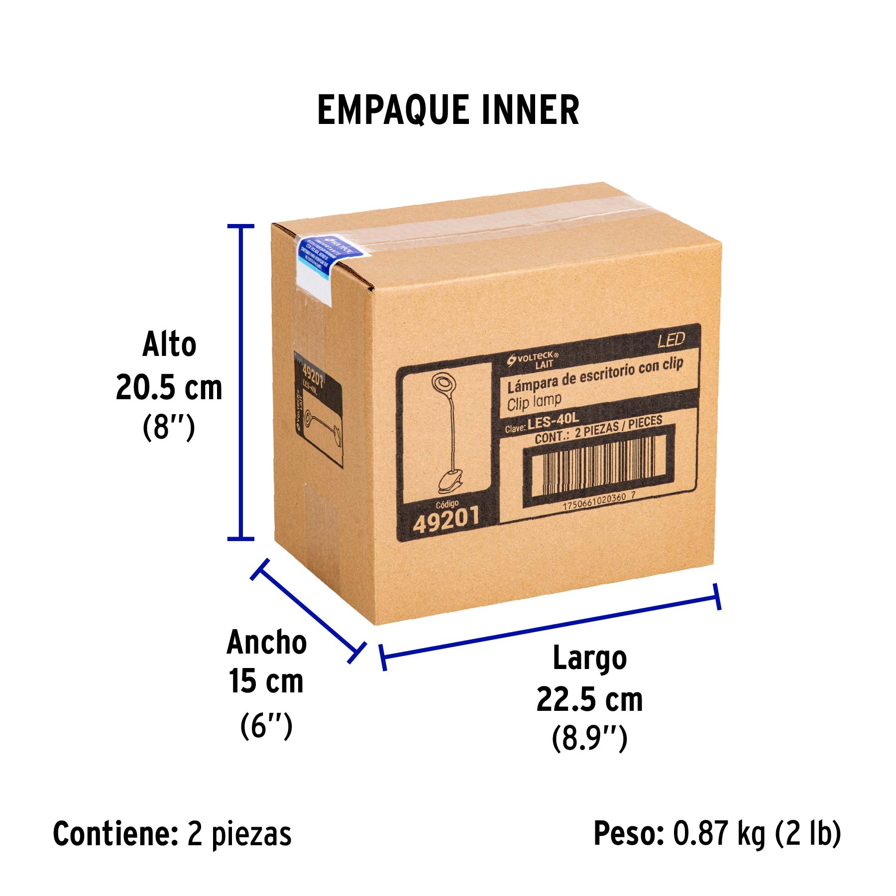 Lámpara escritorio LED 4 W recargable c/clip, 3 intensidades