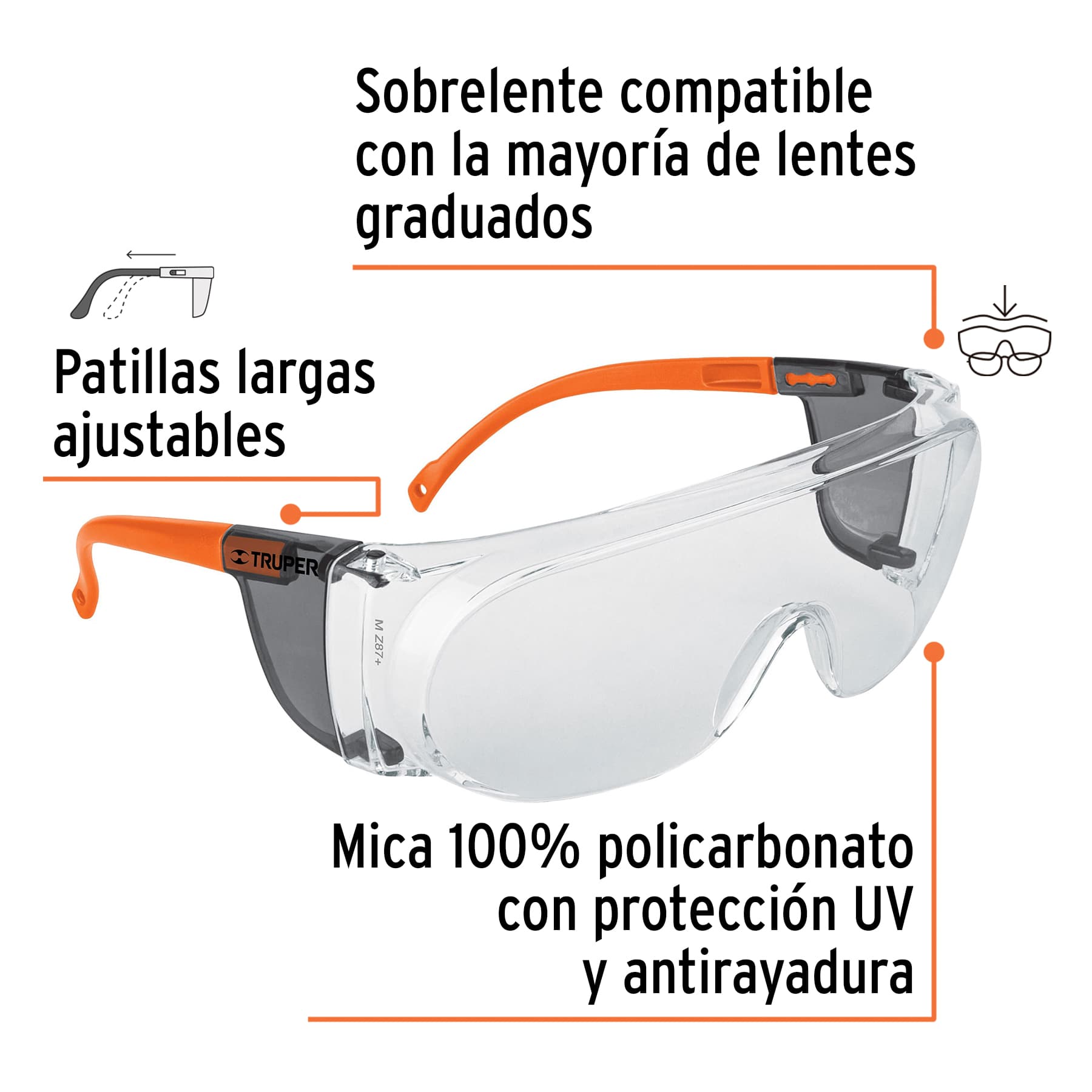 Sobrelente de seguridad, mica clara con antiempaño, Expert