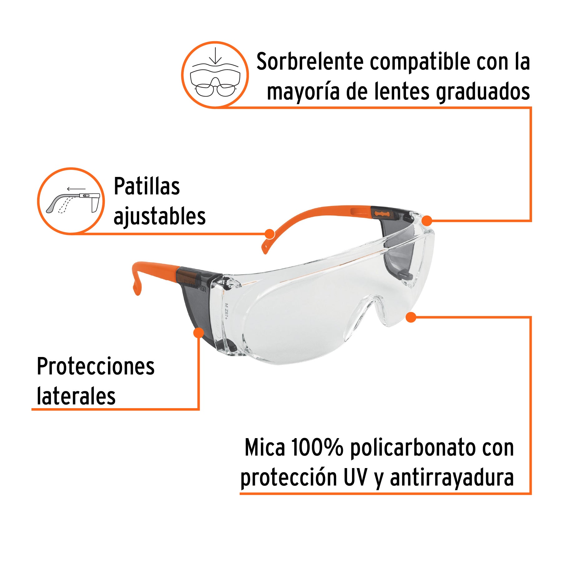 Sobrelente de seguridad, mica clara con antiempaño, Expert