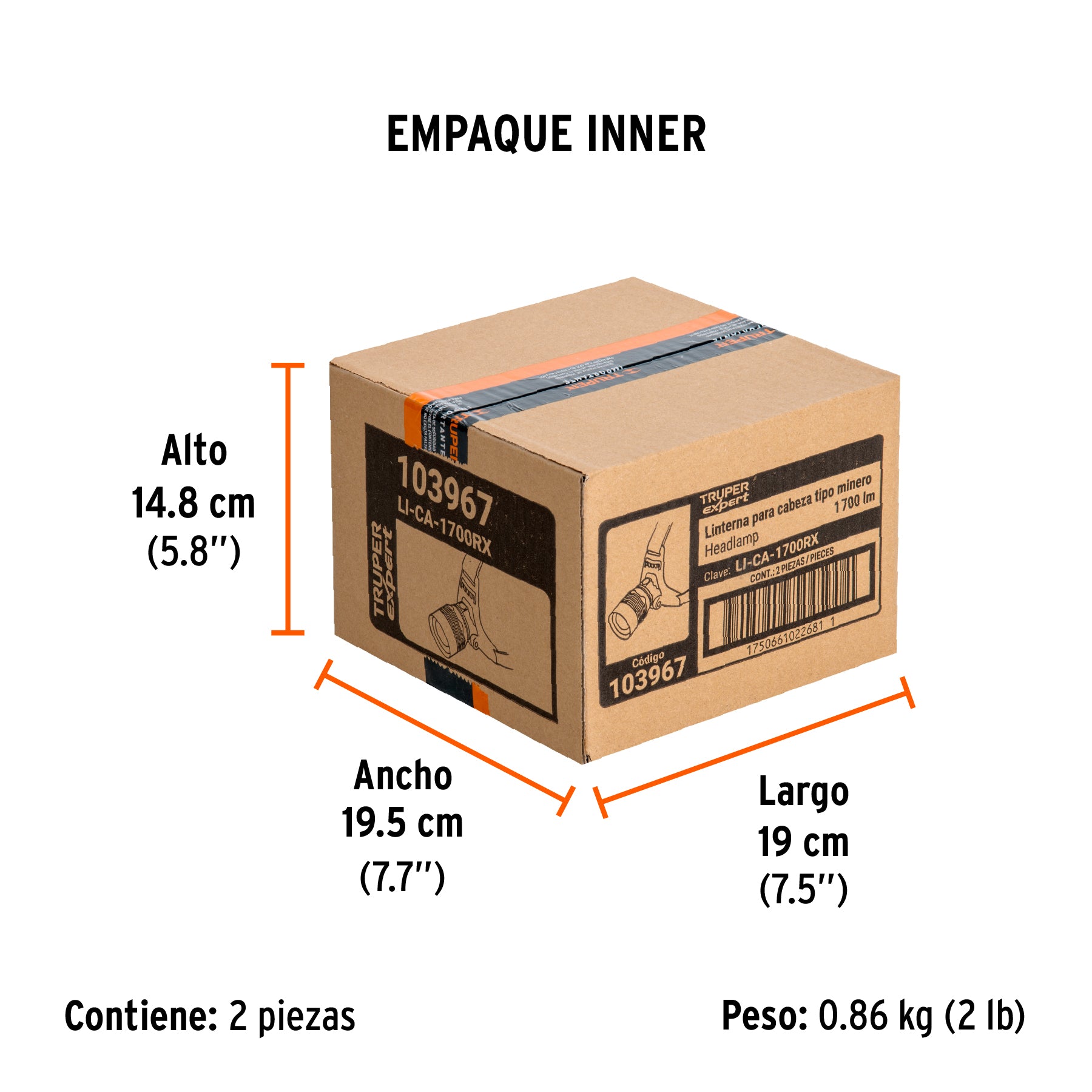 Linterna de minero LED 1700 lm, recargable, TRUPER EXPERT