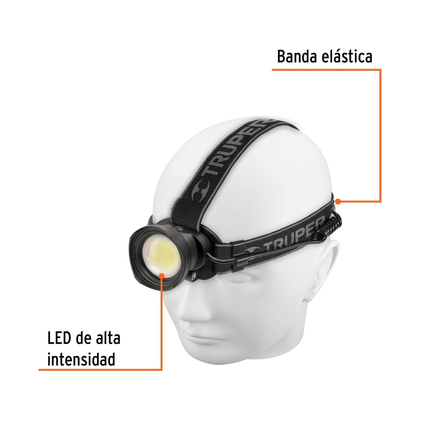 Linterna de minero 325 lm recargable, Truper