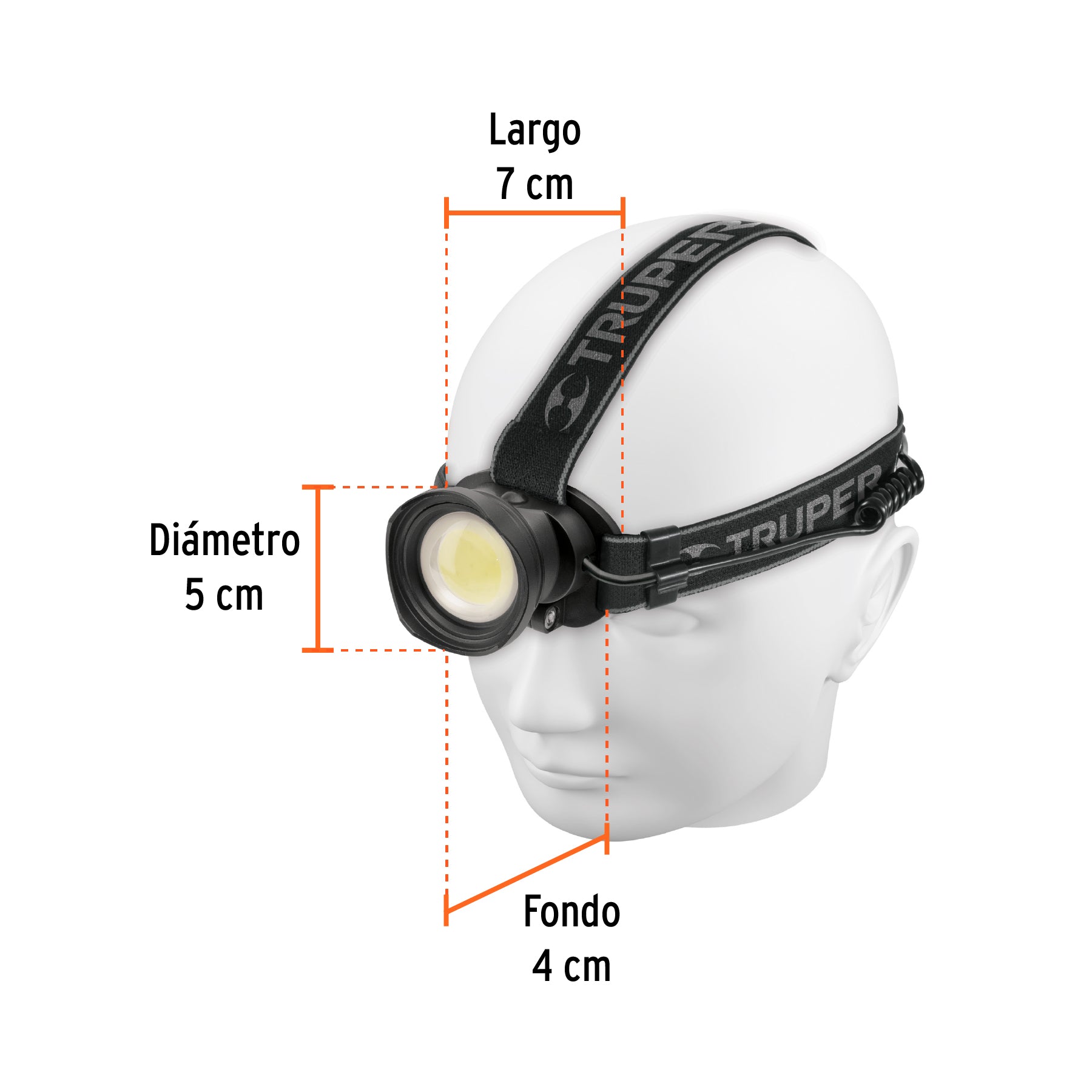 Linterna de minero 325 lm recargable, Truper