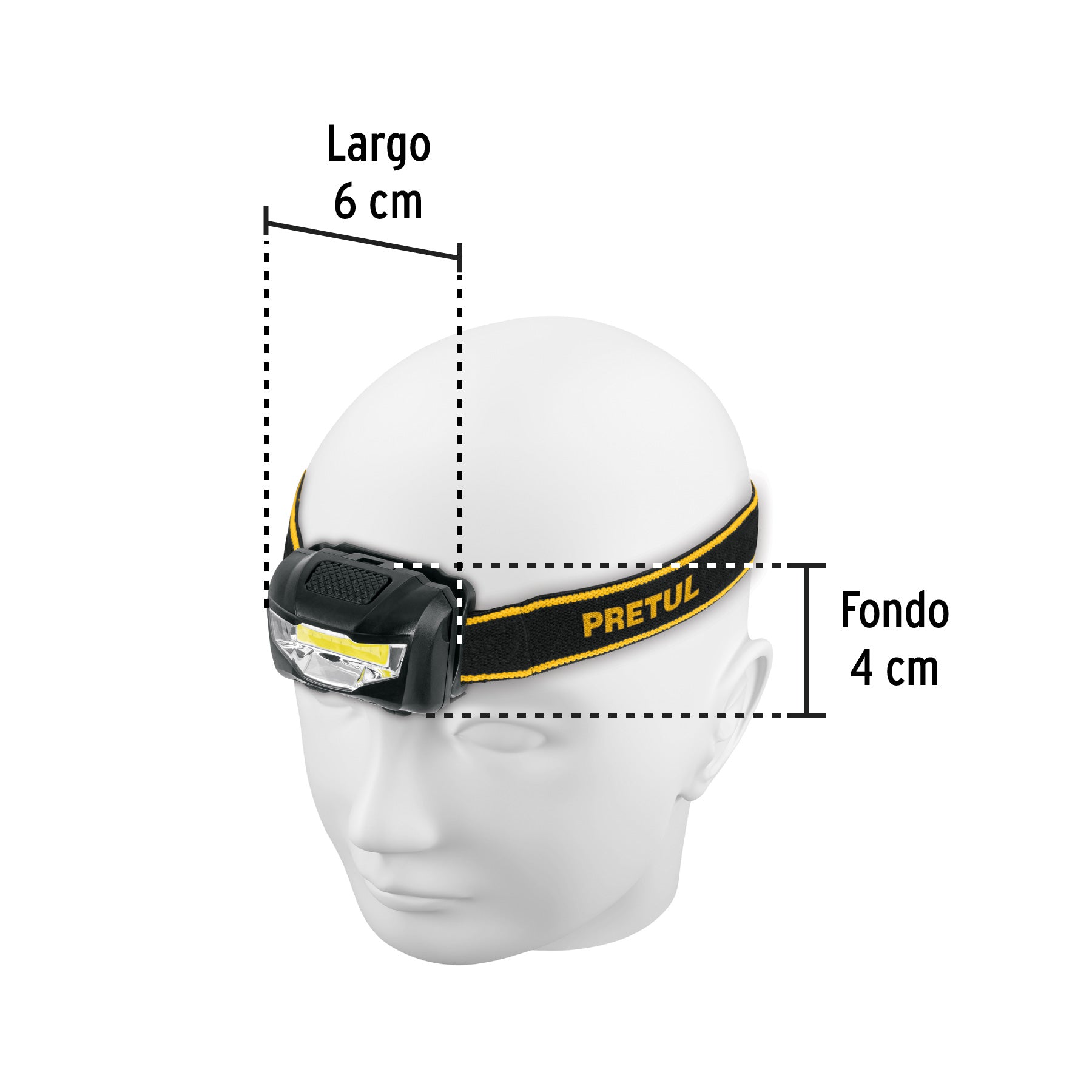 Linterna para cabeza, 3 pilas AAA, 28 lúmenes, 3 LED, Pretul