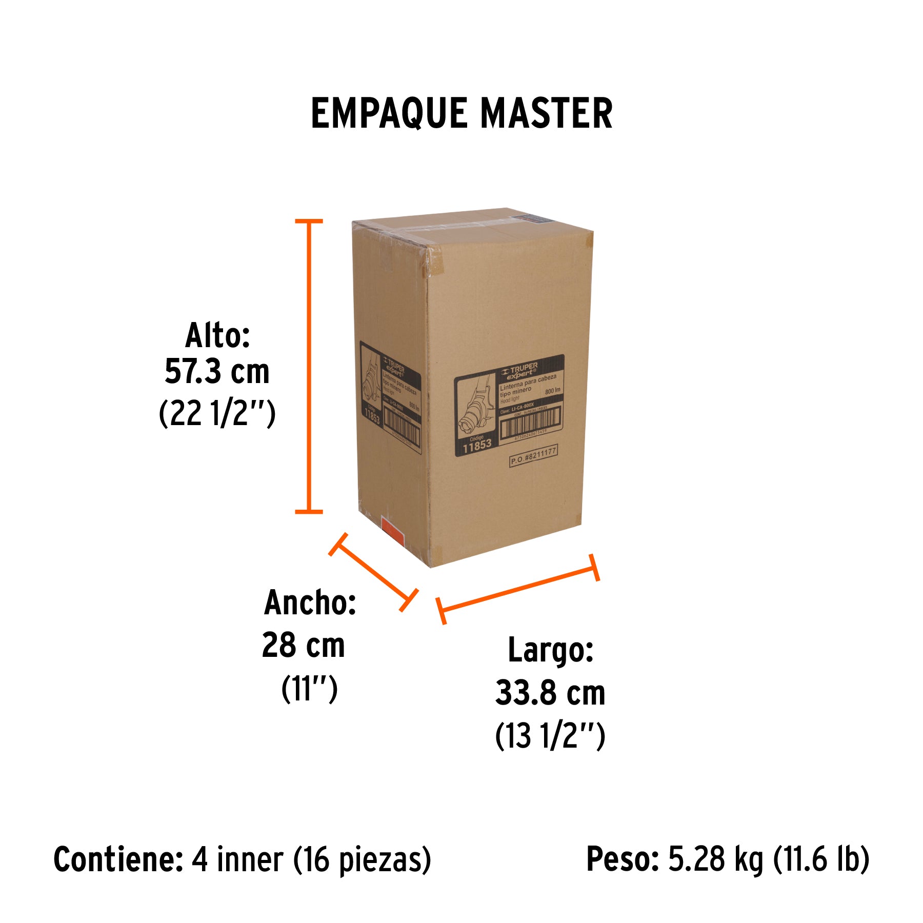Linterna para cabeza, 4 pilas AA, 800 lúmenes, 1 LED, Expert