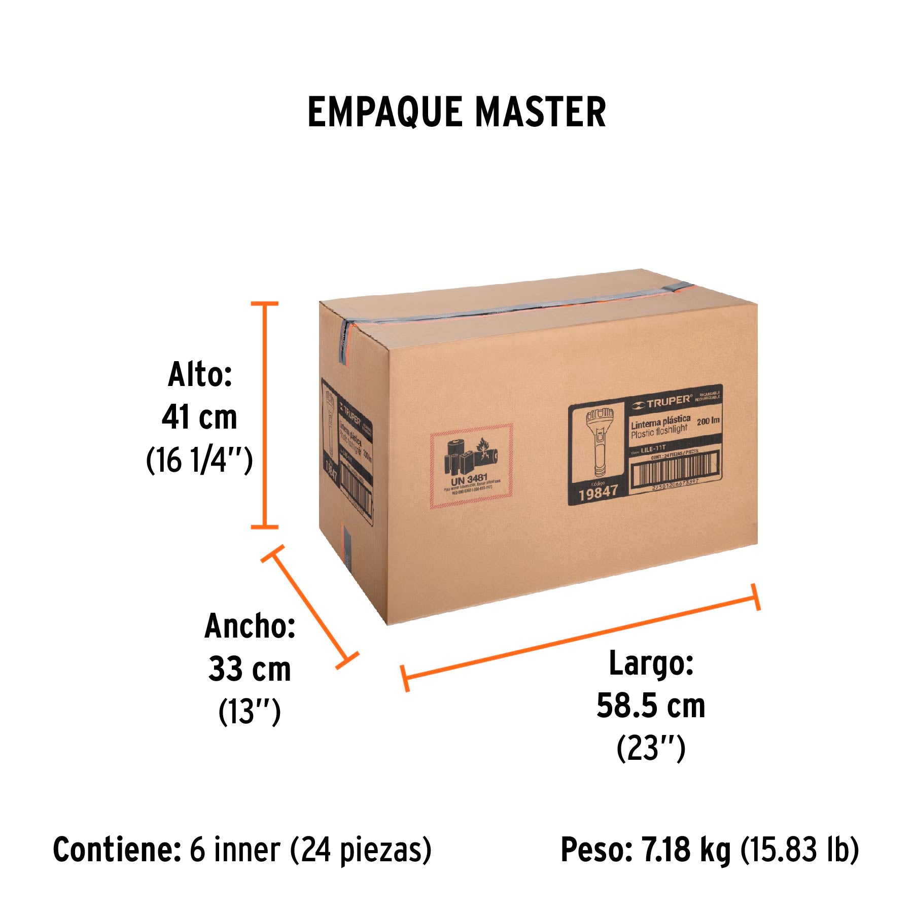 Linterna recargable de leds, 100 lúmenes