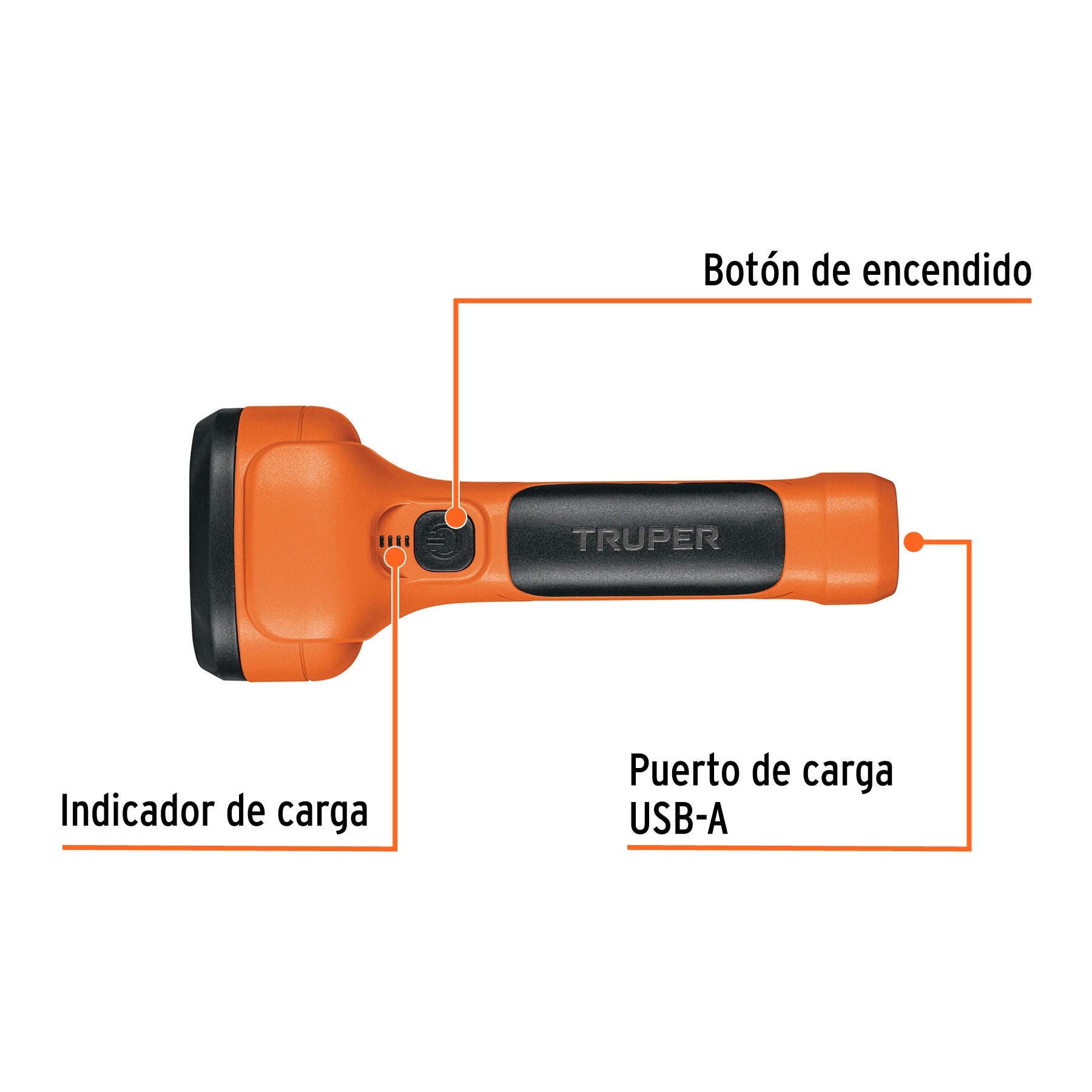 Linterna recargable de leds, 100 lúmenes