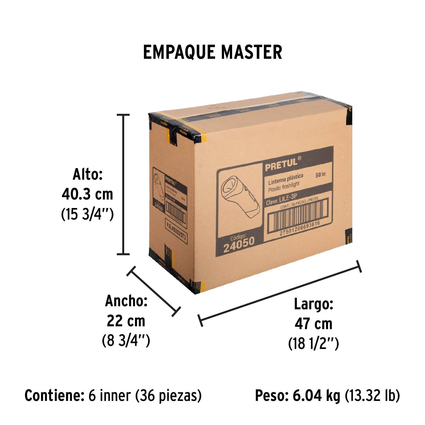Linterna recargable de LED, 50 lúmenes, Pretul.