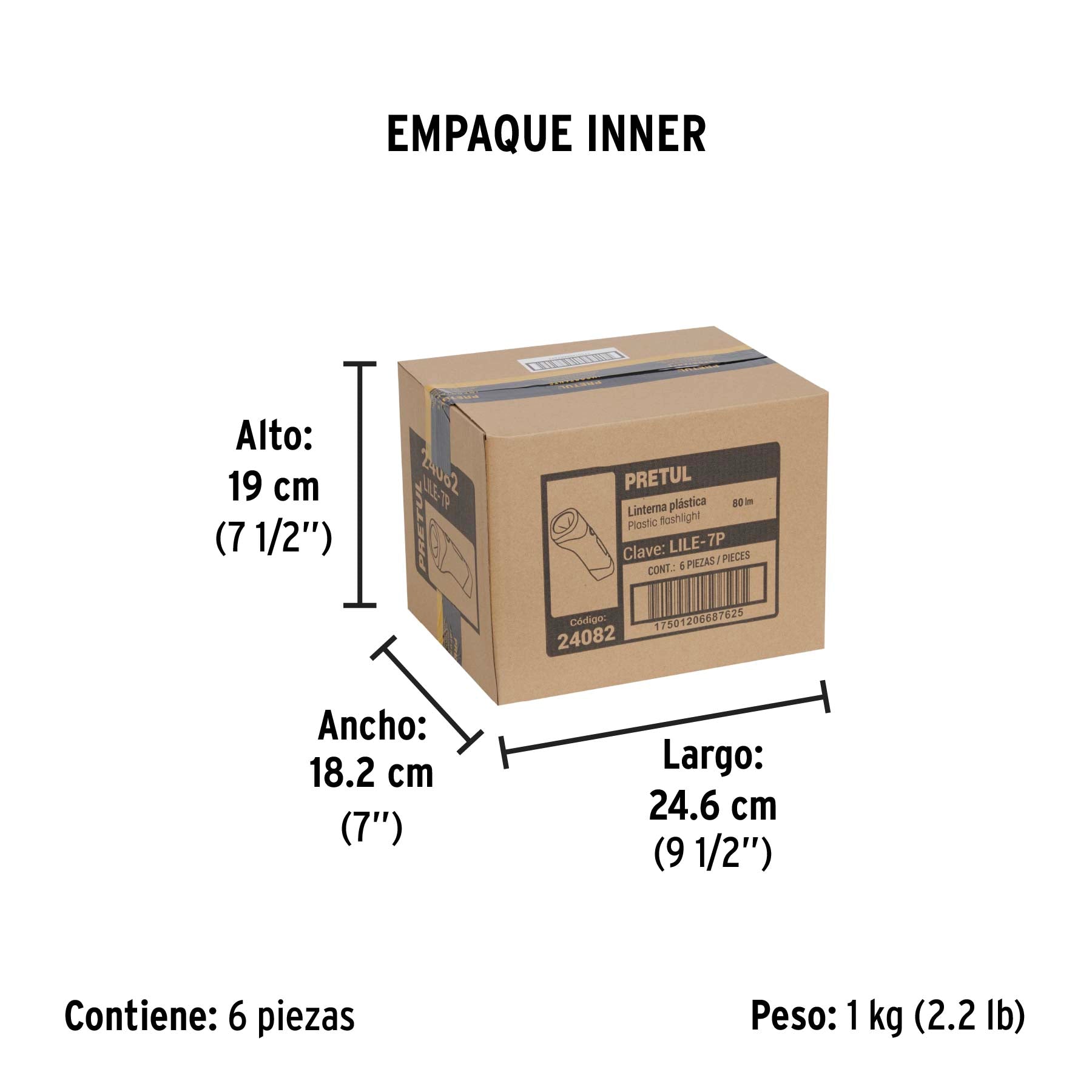 Linterna recargable de LED, 80 lúmenes, Pretul