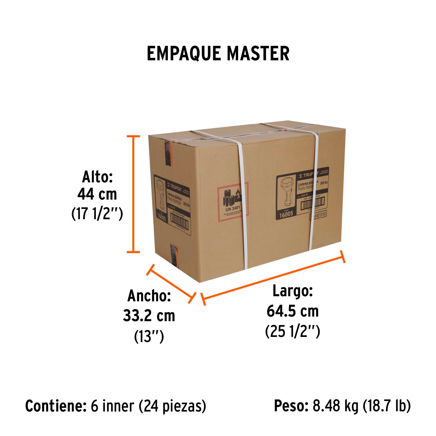 Linterna recargable de leds, 70 lúmenes