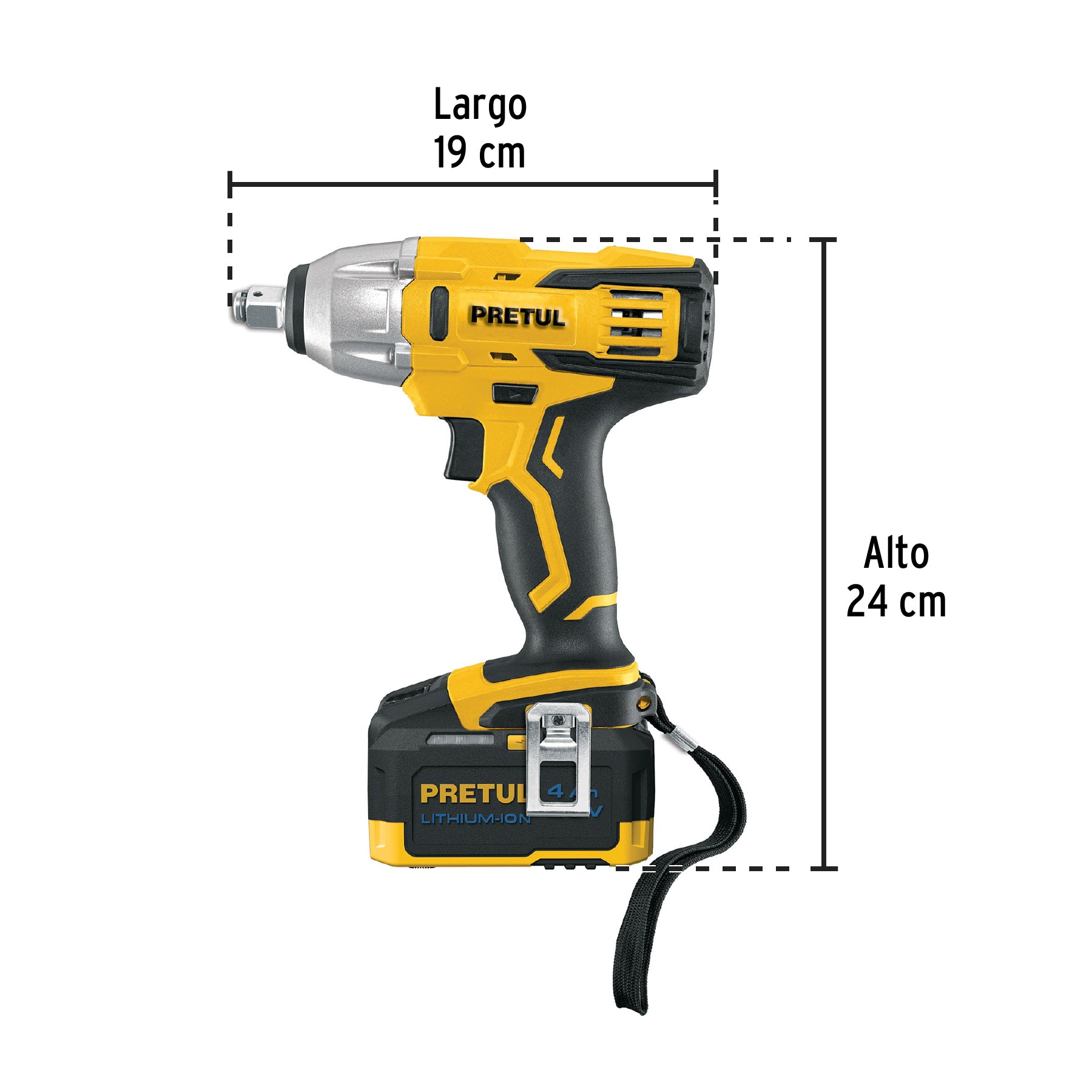 Llave de impacto inalámbrica 1/2', 20 V, Pretul