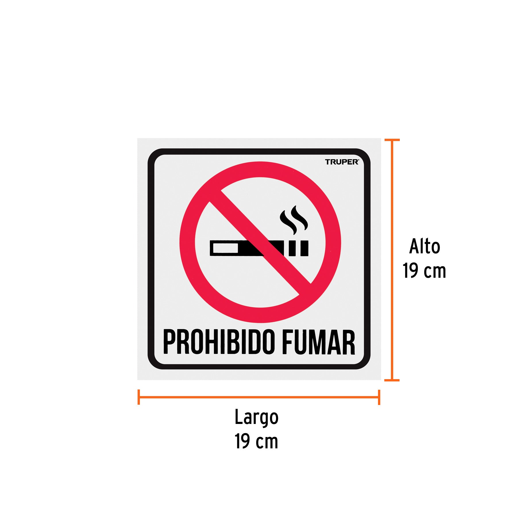 Letrero de señalización "NO FUMAR", 19 x 19 cm