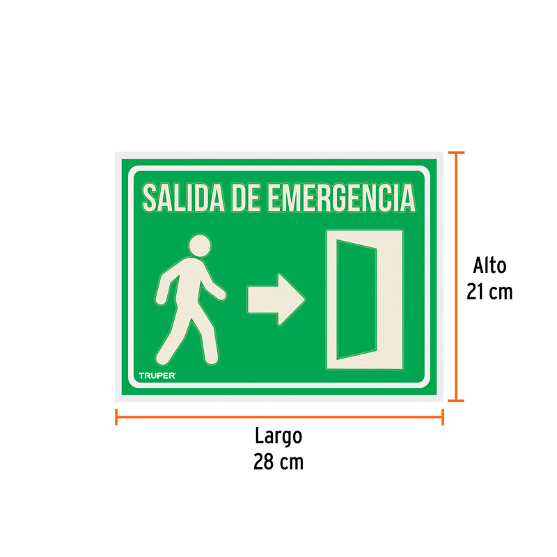 Letrero de señalización "SALIDA DE EMERGENCIA", 21 x 28 cm