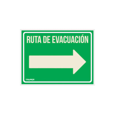 Letrero de señalización "RUTA EVACUACIÓN DERECHA",21 x 28 cm