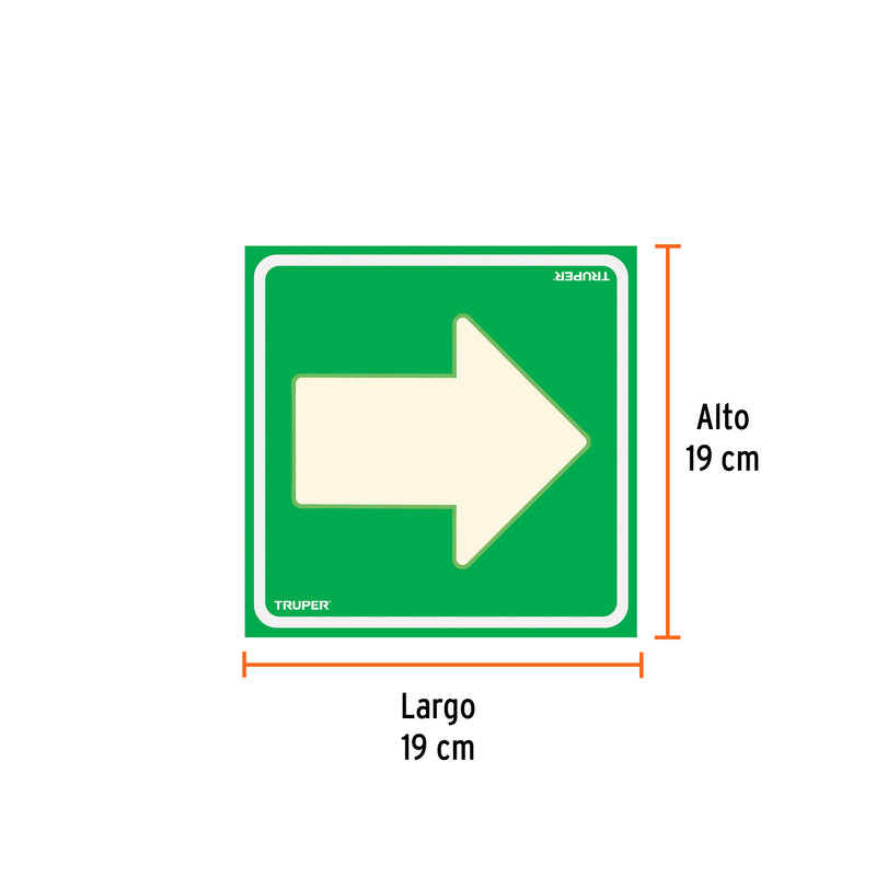 Letrero de señalización "FLECHA", 19 x 19 cm