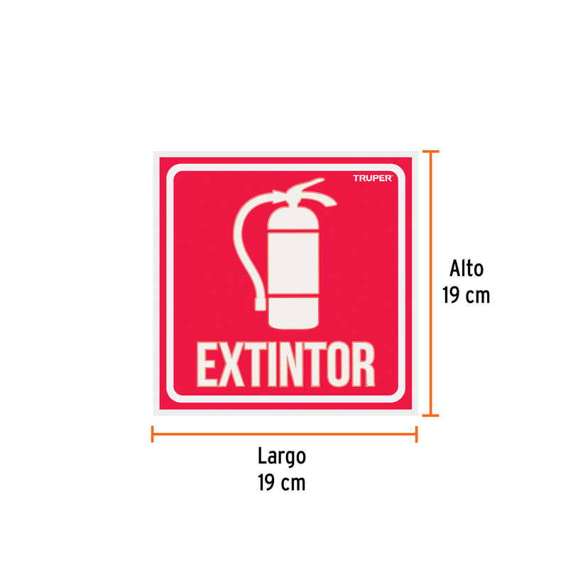 Letrero de señalización "EXTINTOR", 19 x 19 cm