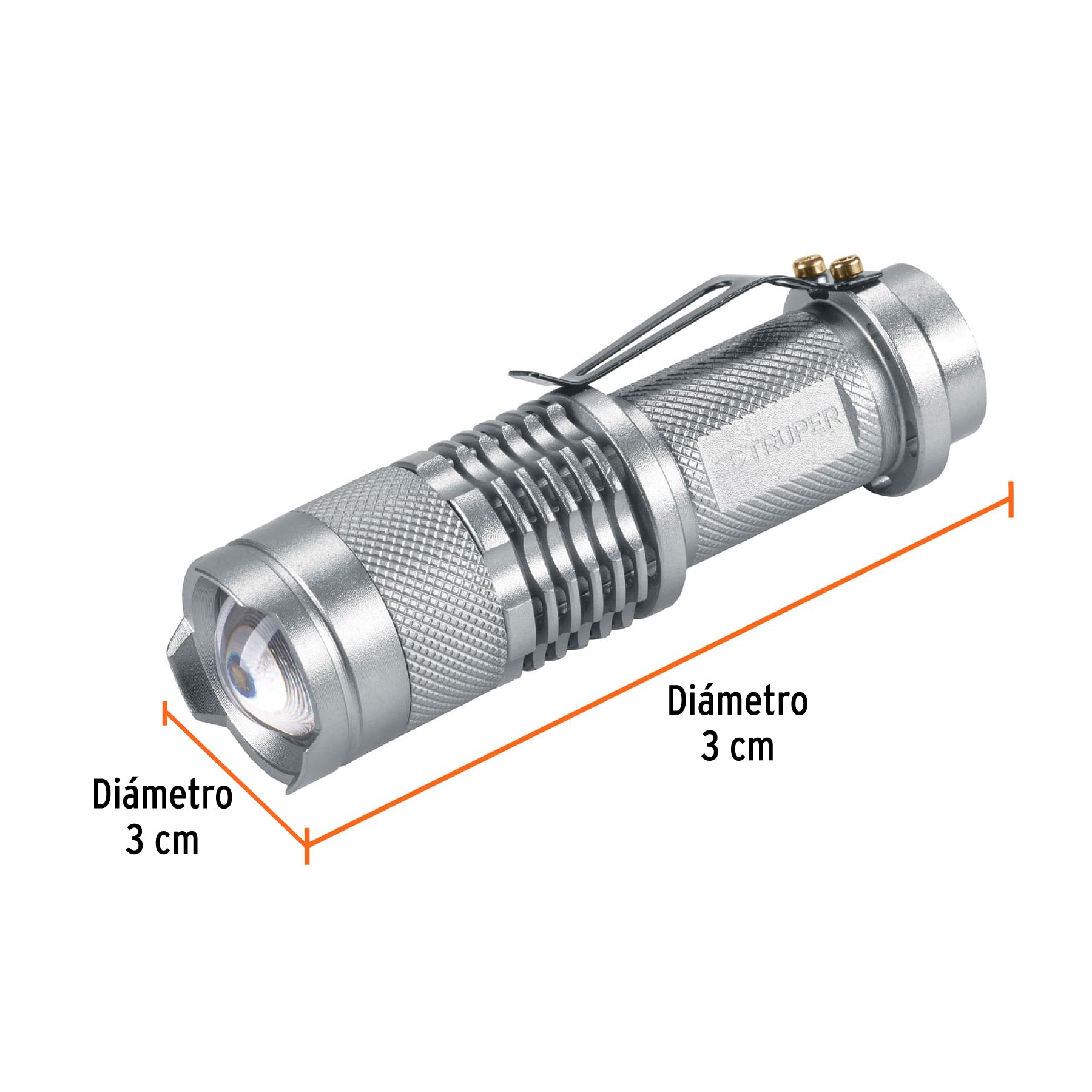 Linterna de aluminio con 1 pila AA, 40 lúmenes, 1 LED