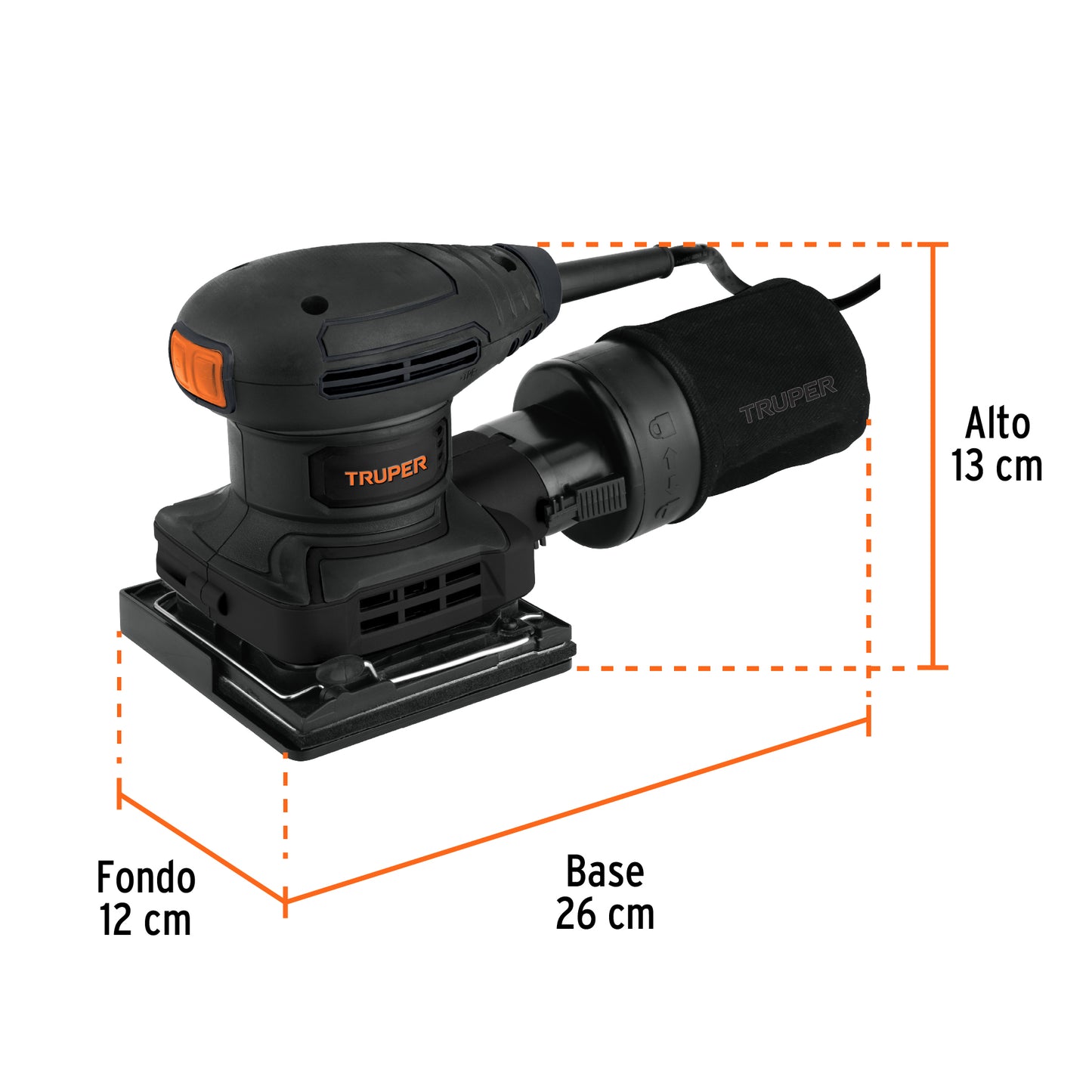 Lijadora orbital 1/4 hoja, 300W, TRUPER INDUSTRIAL