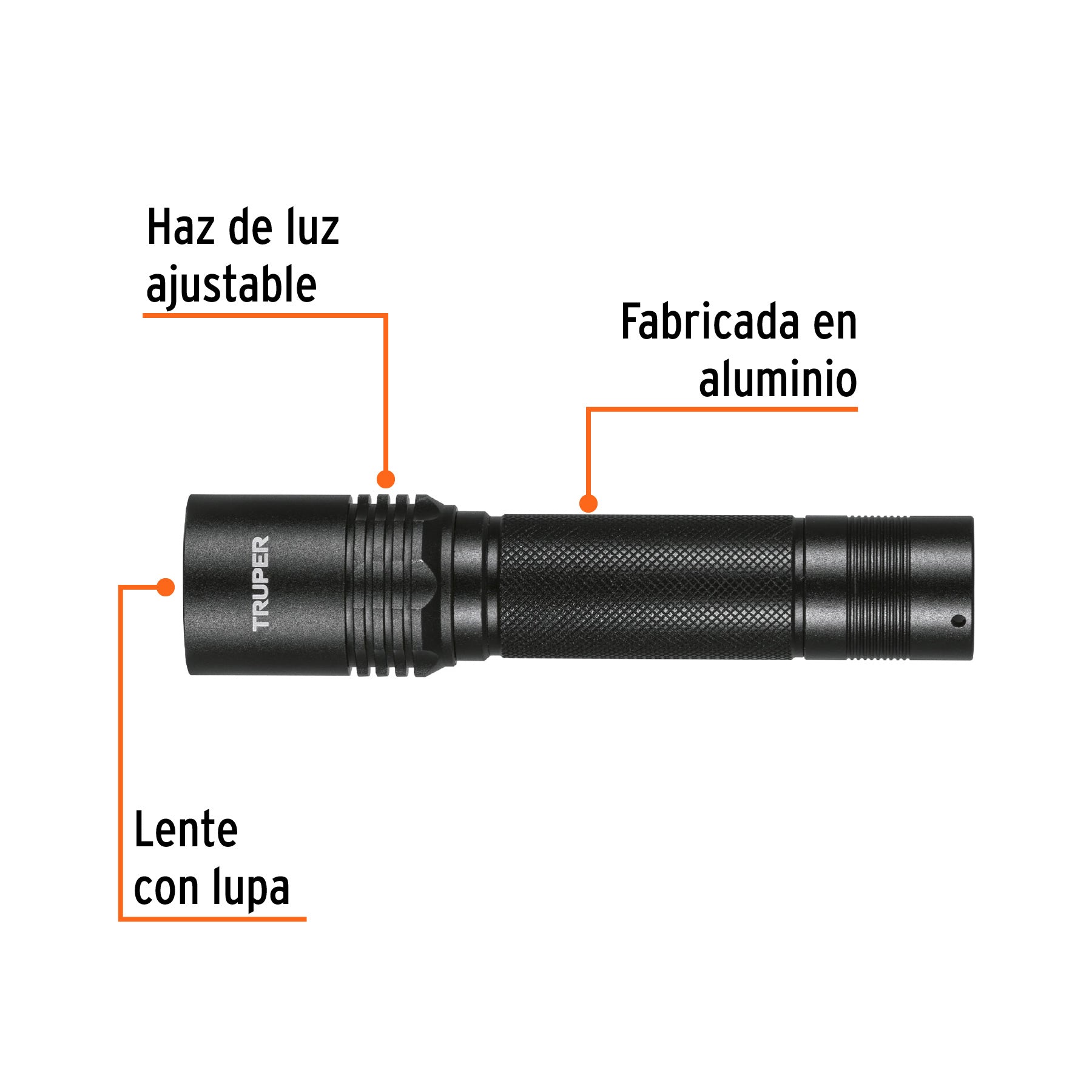 Linterna LED recargable de aluminio, 130 lúmenes