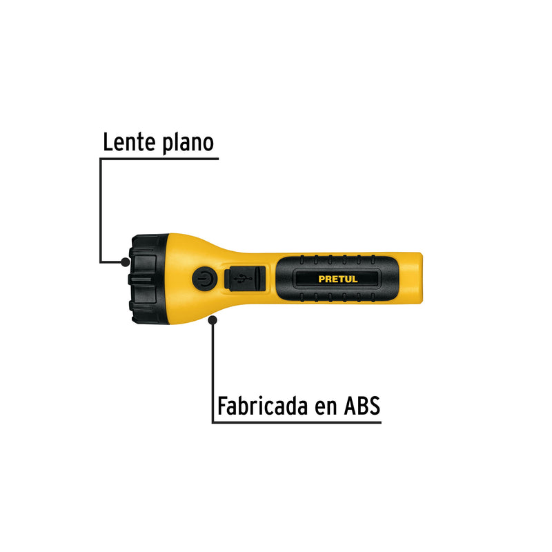 Linterna plástica recargable de LED, 120 lúmenes, Pretul