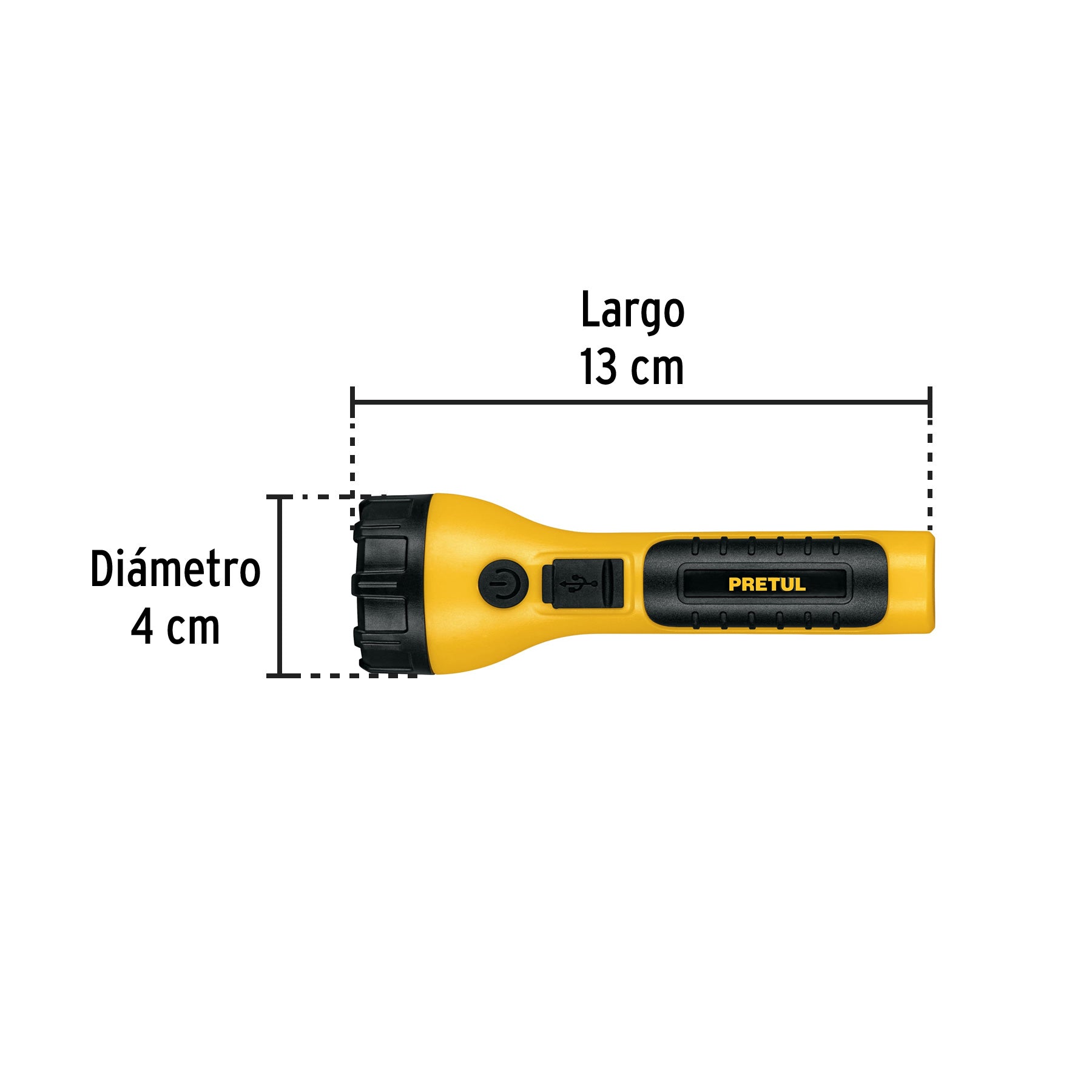 Linterna plástica recargable de LED, 120 lúmenes, Pretul
